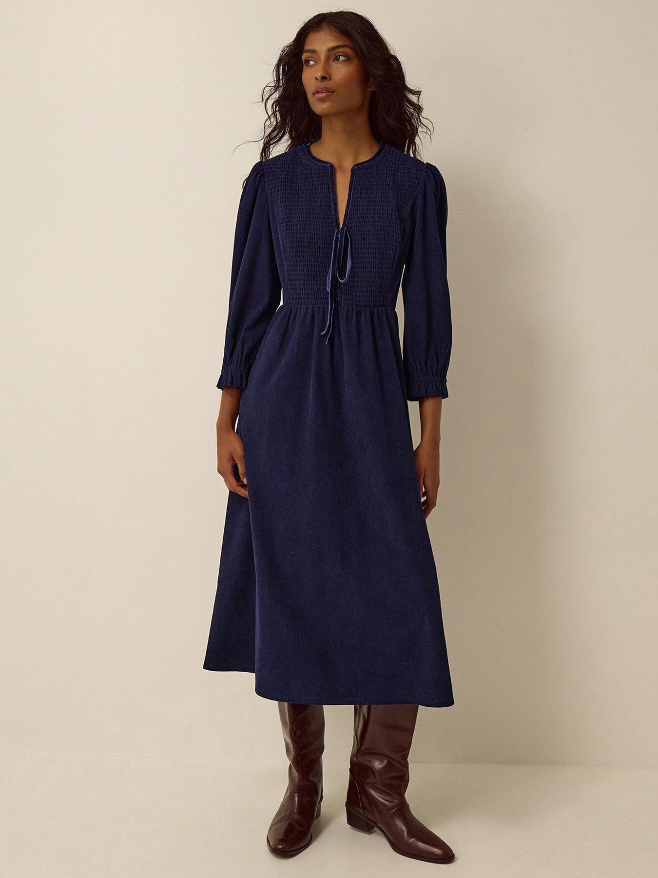 Monsoon Sara Stretch Cord Dress - Blue