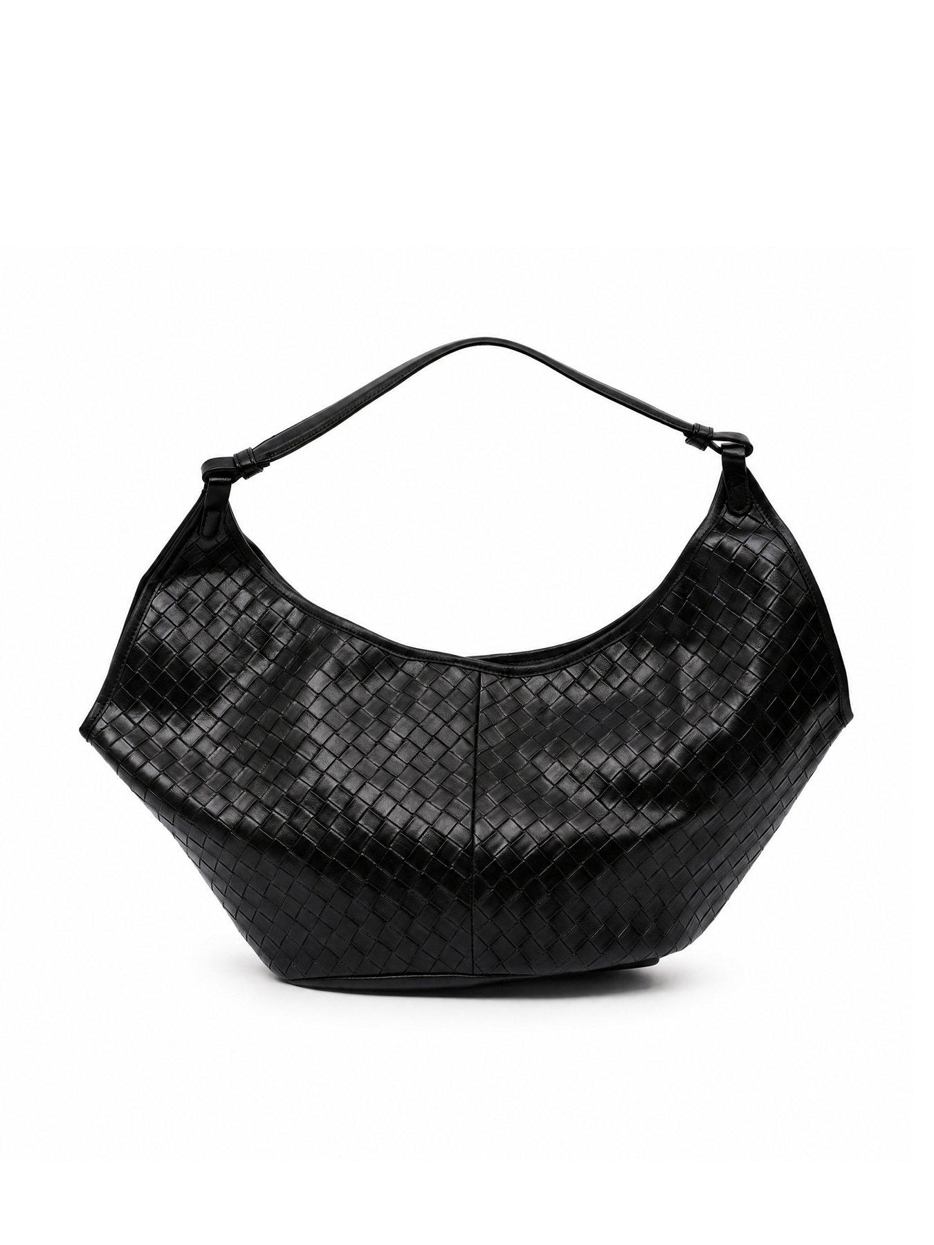 Image 1 of 5 of Glamorous Woven Crescent Shape Shoulder Bag - Black