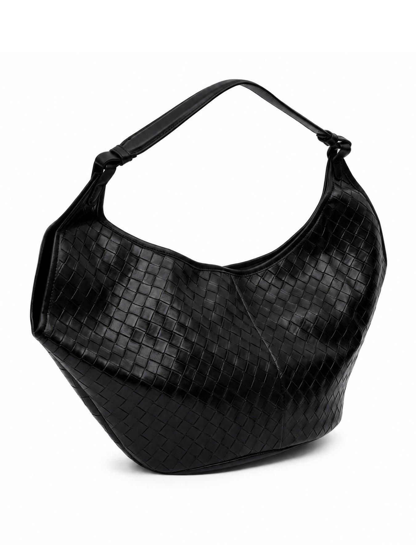 Image 2 of 5 of Glamorous Woven Crescent Shape Shoulder Bag - Black