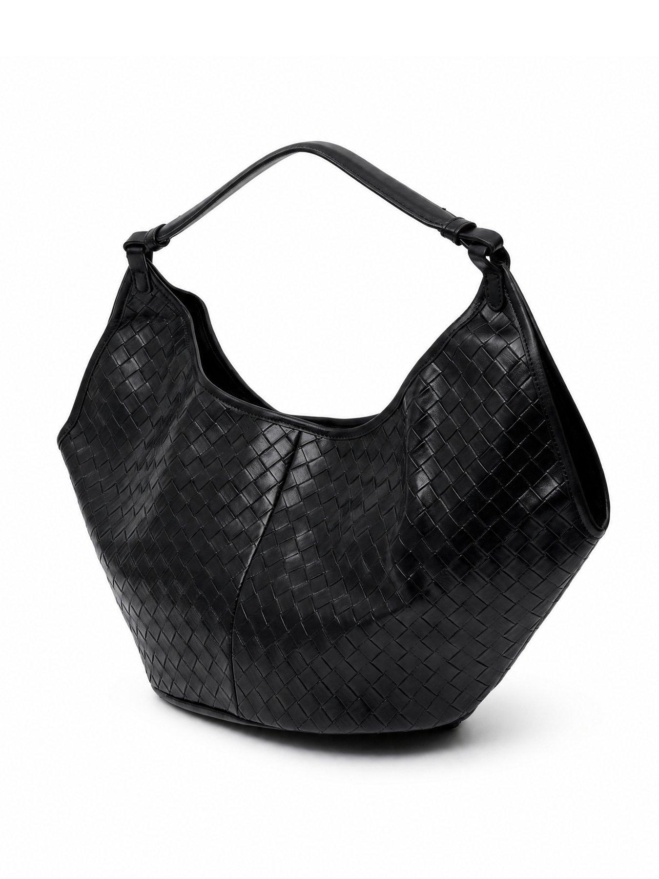 Image 3 of 5 of Glamorous Woven Crescent Shape Shoulder Bag - Black