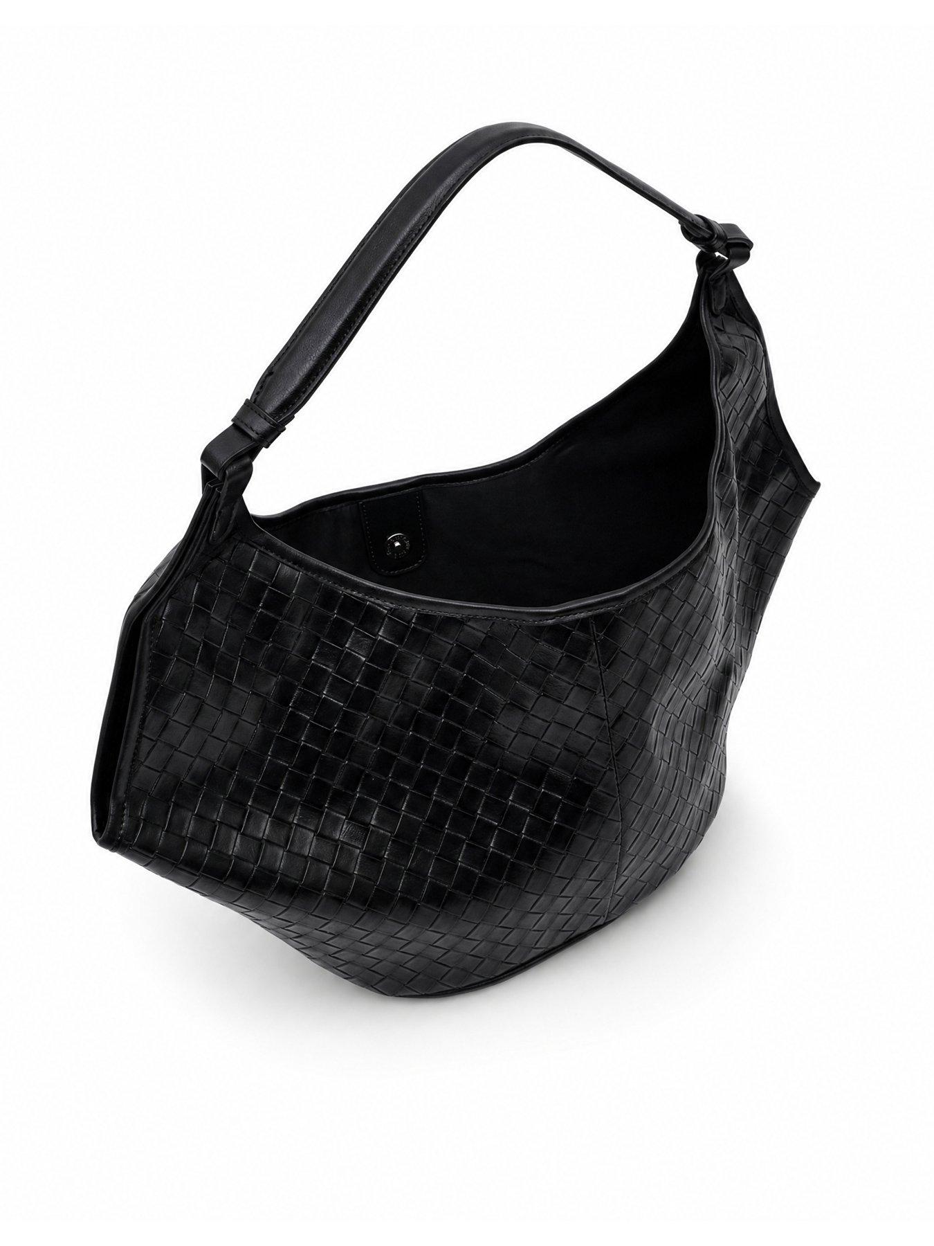Image 4 of 5 of Glamorous Woven Crescent Shape Shoulder Bag - Black