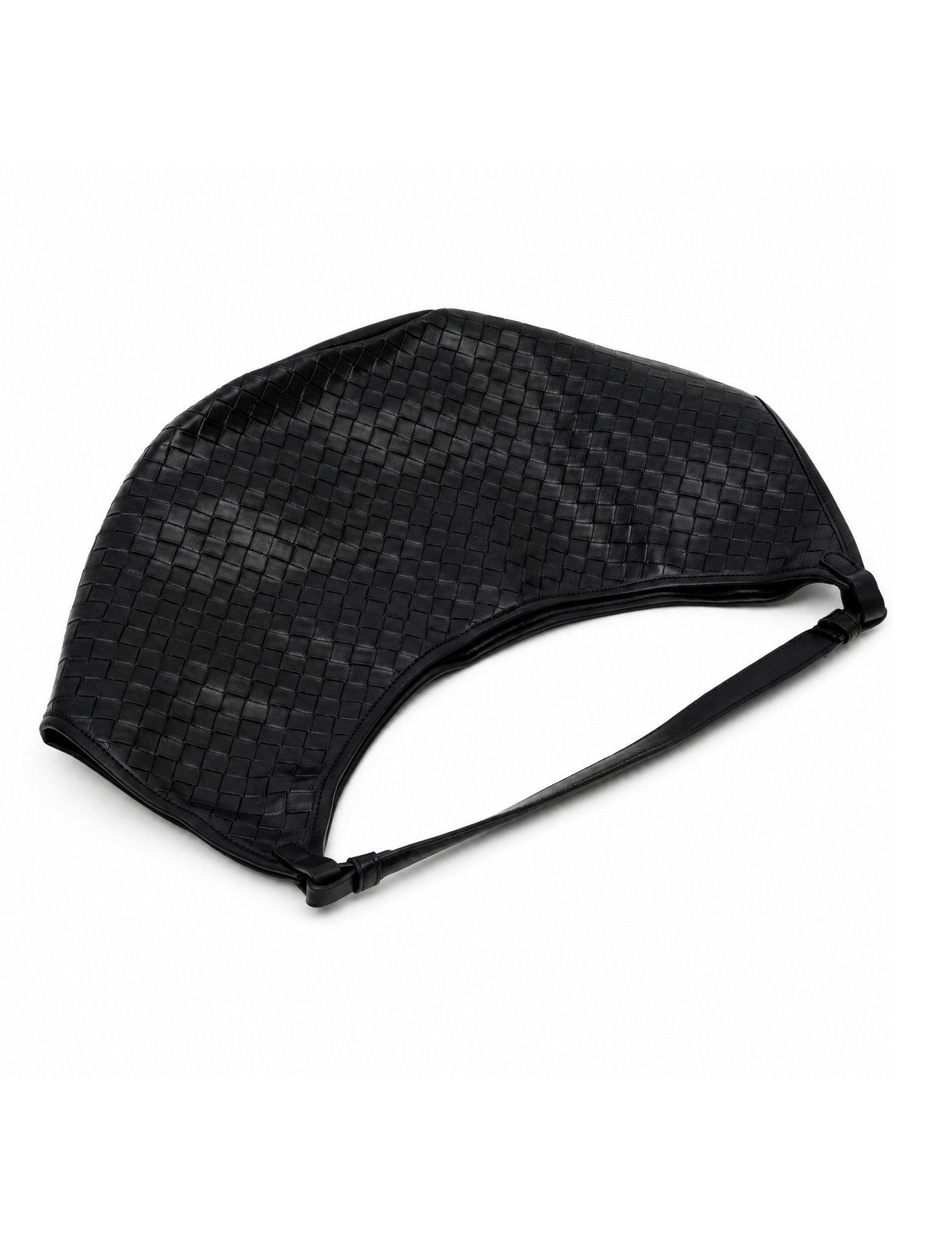Image 5 of 5 of Glamorous Woven Crescent Shape Shoulder Bag - Black