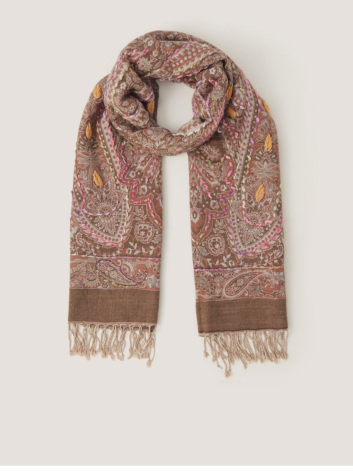 Image 1 of 2 of Monsoon Katia Paisley Print Fringed Scarf - Multi