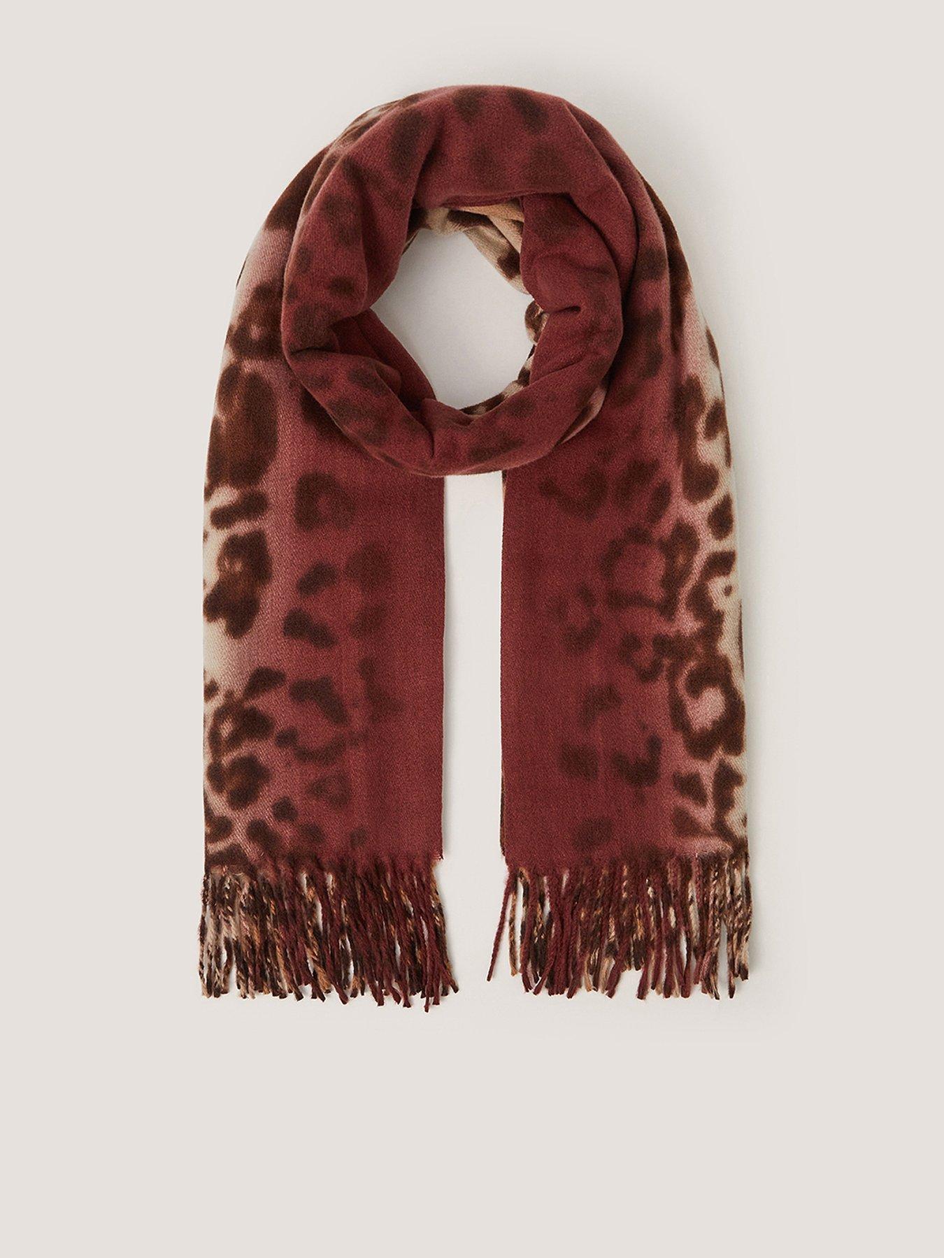 Image 1 of 3 of Monsoon Archi Animal Print Tassel Scarf - Brown