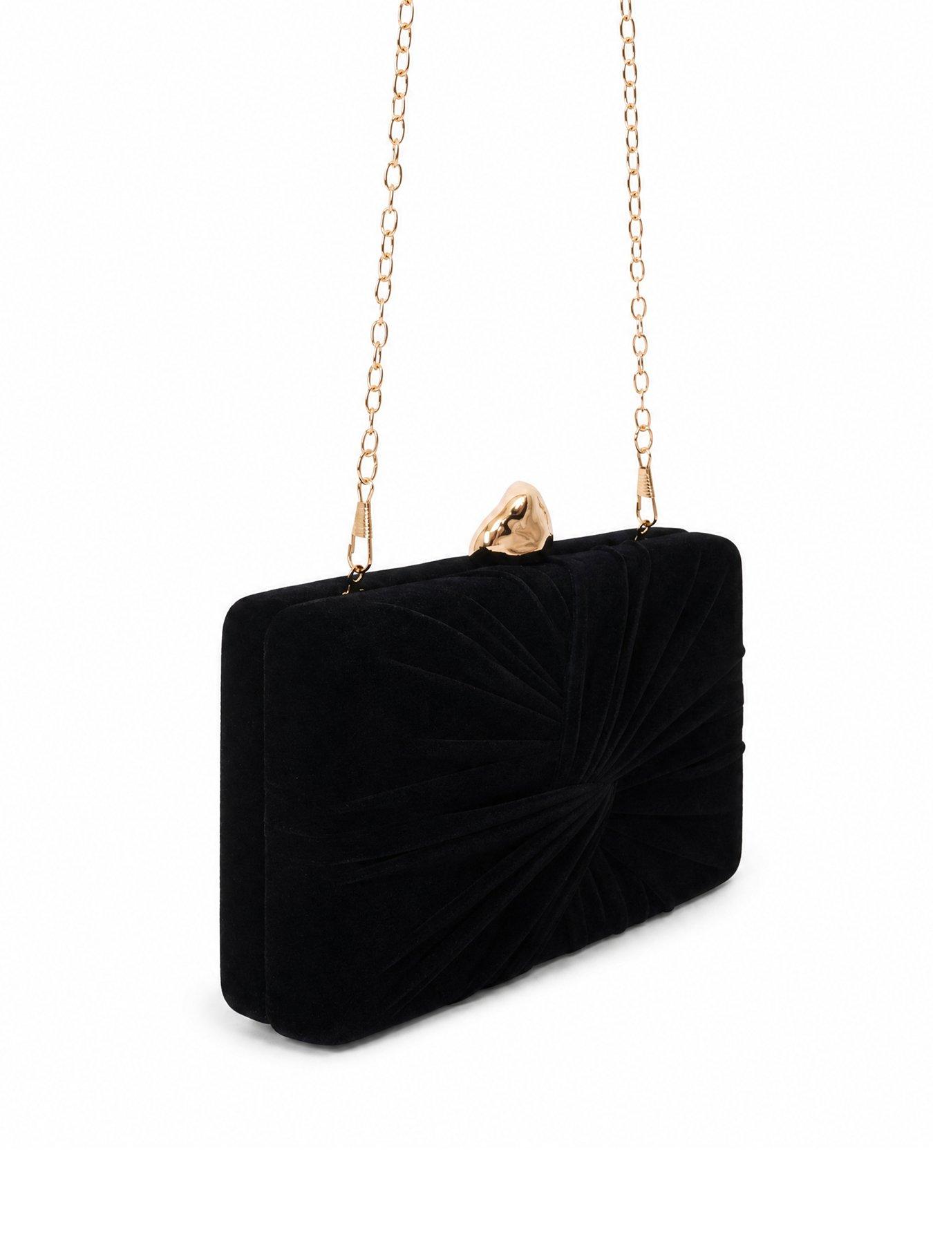 Image 4 of 5 of Glamorous Velvet Clutch Bag with Chain Shoulder Strap - Black