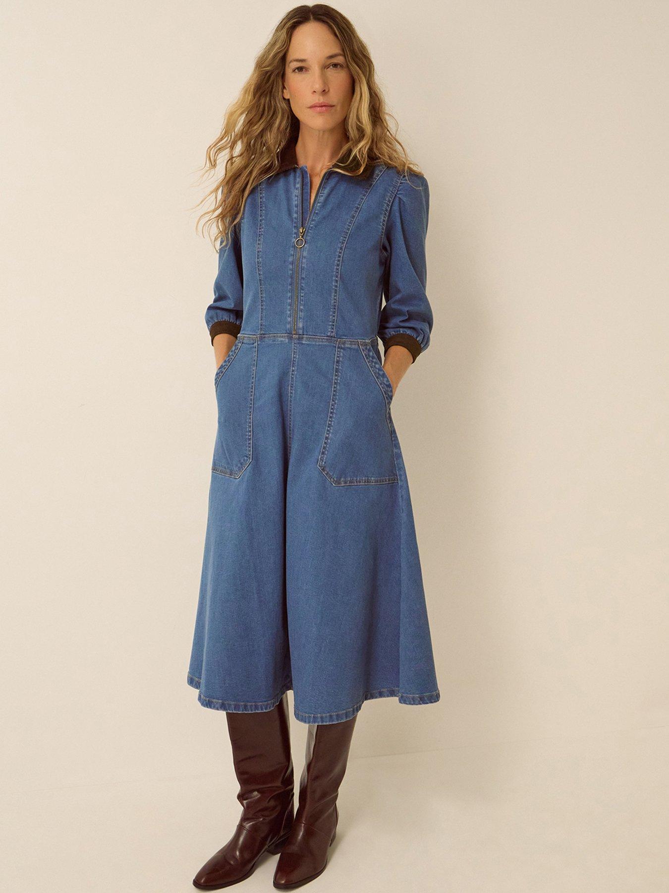 Image 1 of 4 of Monsoon Poppy Denim Dress