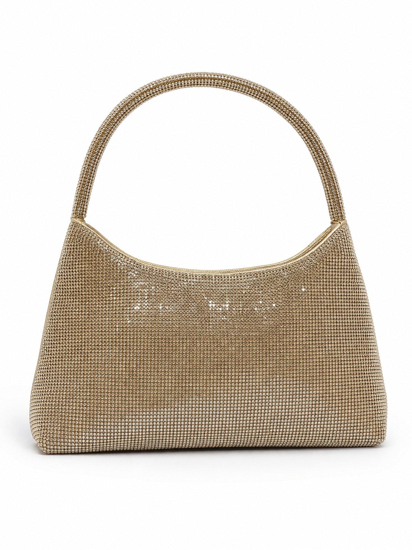 Image 3 of 5 of Glamorous Womens Diamante Chain Strap Top Handle Bag - Gold