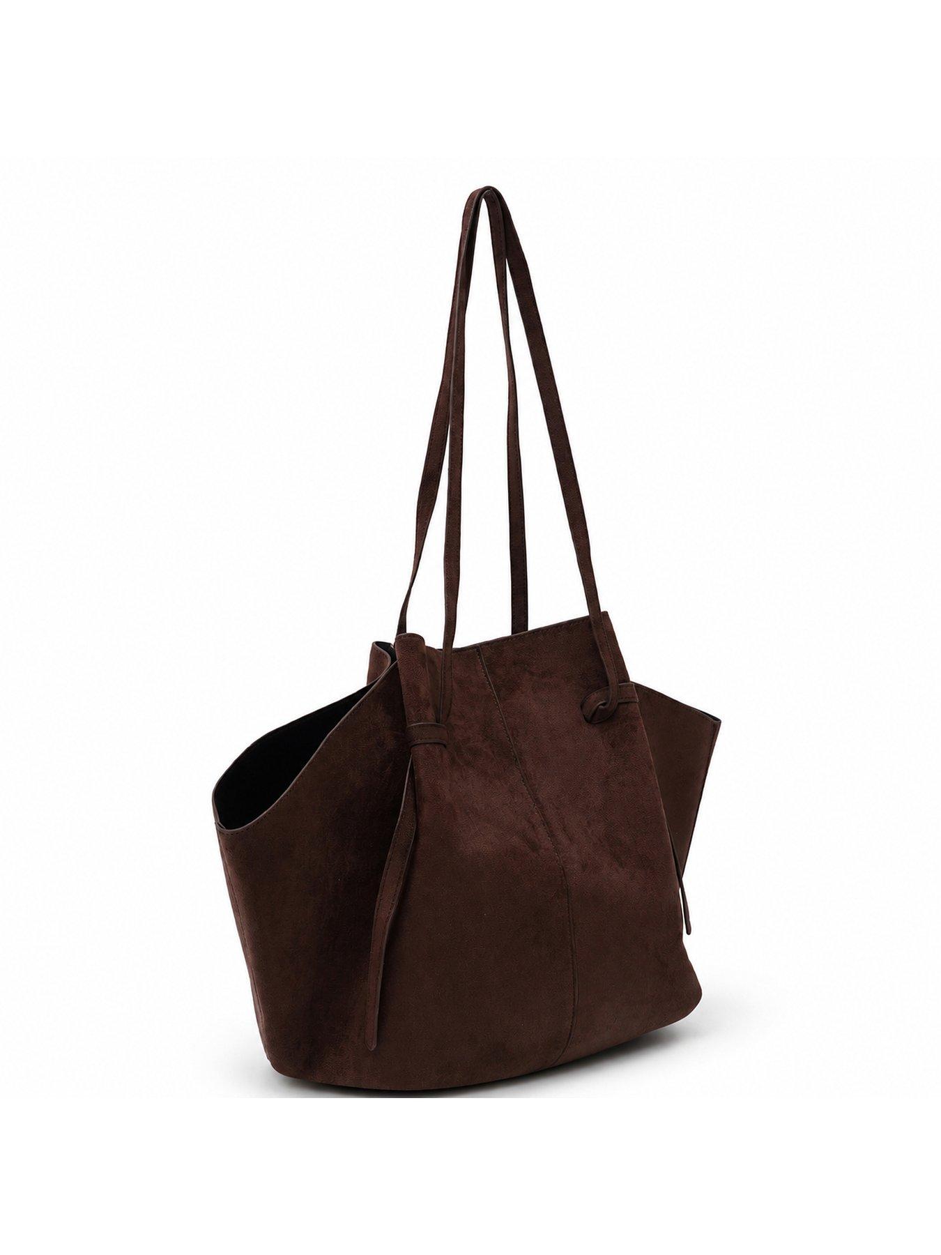 Image 2 of 5 of Glamorous Faux Suede Structured Tote Bag - Brown