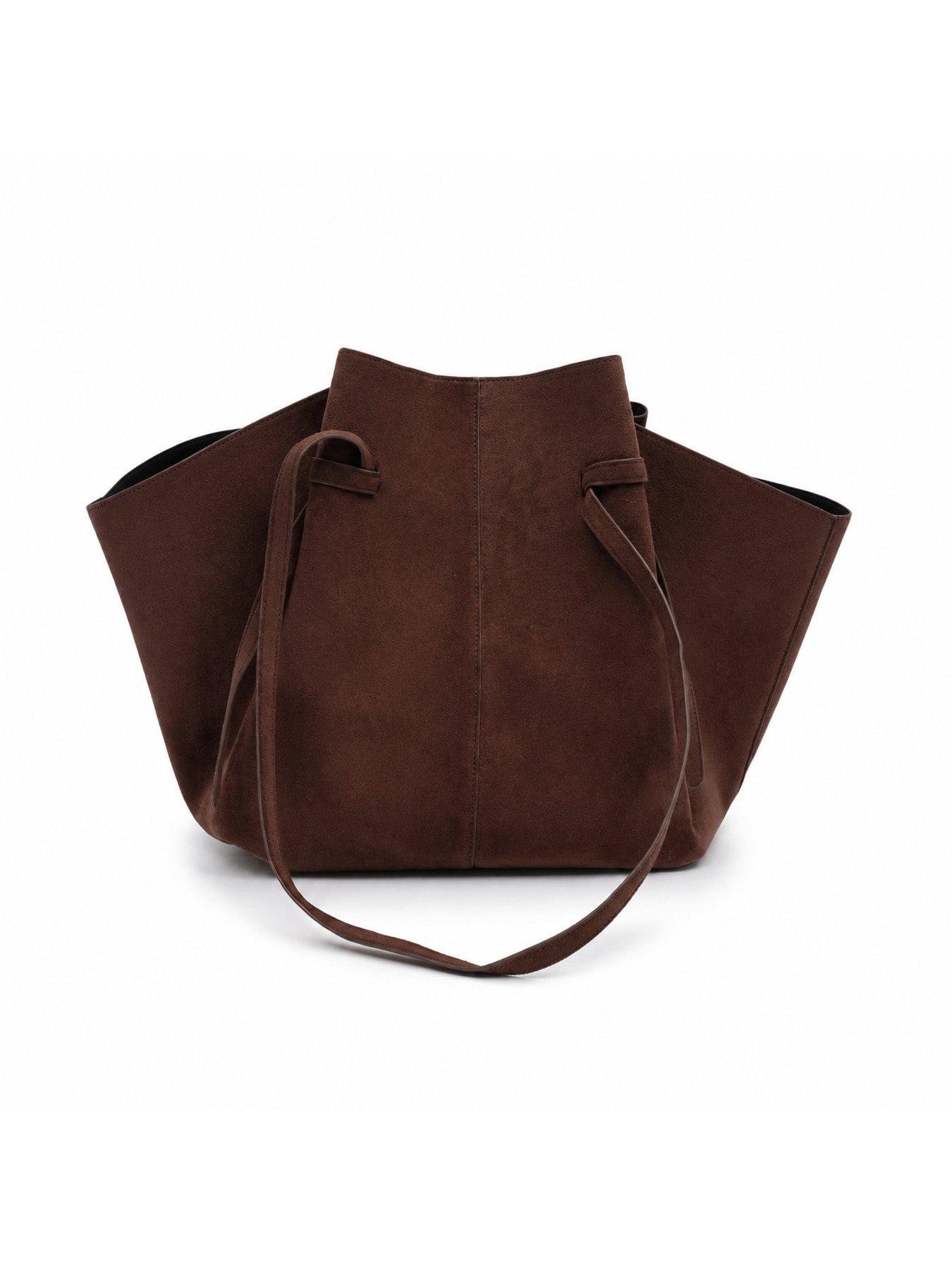 Image 3 of 5 of Glamorous Faux Suede Structured Tote Bag - Brown