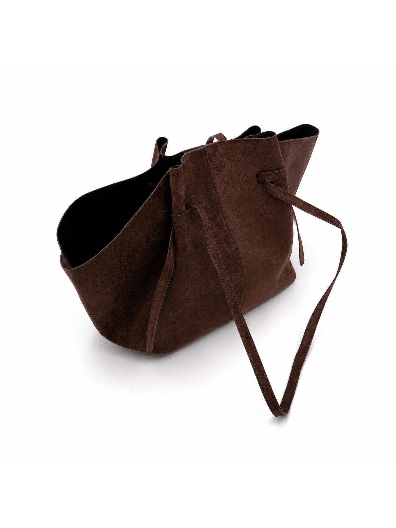 Image 4 of 5 of Glamorous Faux Suede Structured Tote Bag - Brown