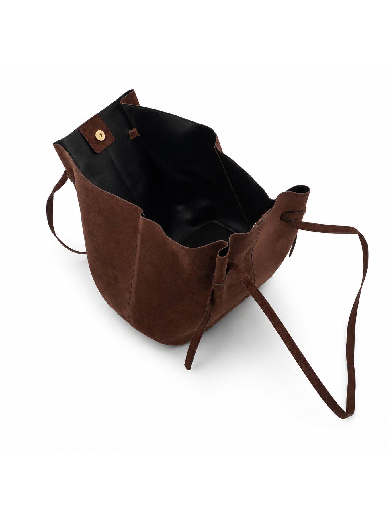 Image 5 of 5 of Glamorous Faux Suede Structured Tote Bag - Brown