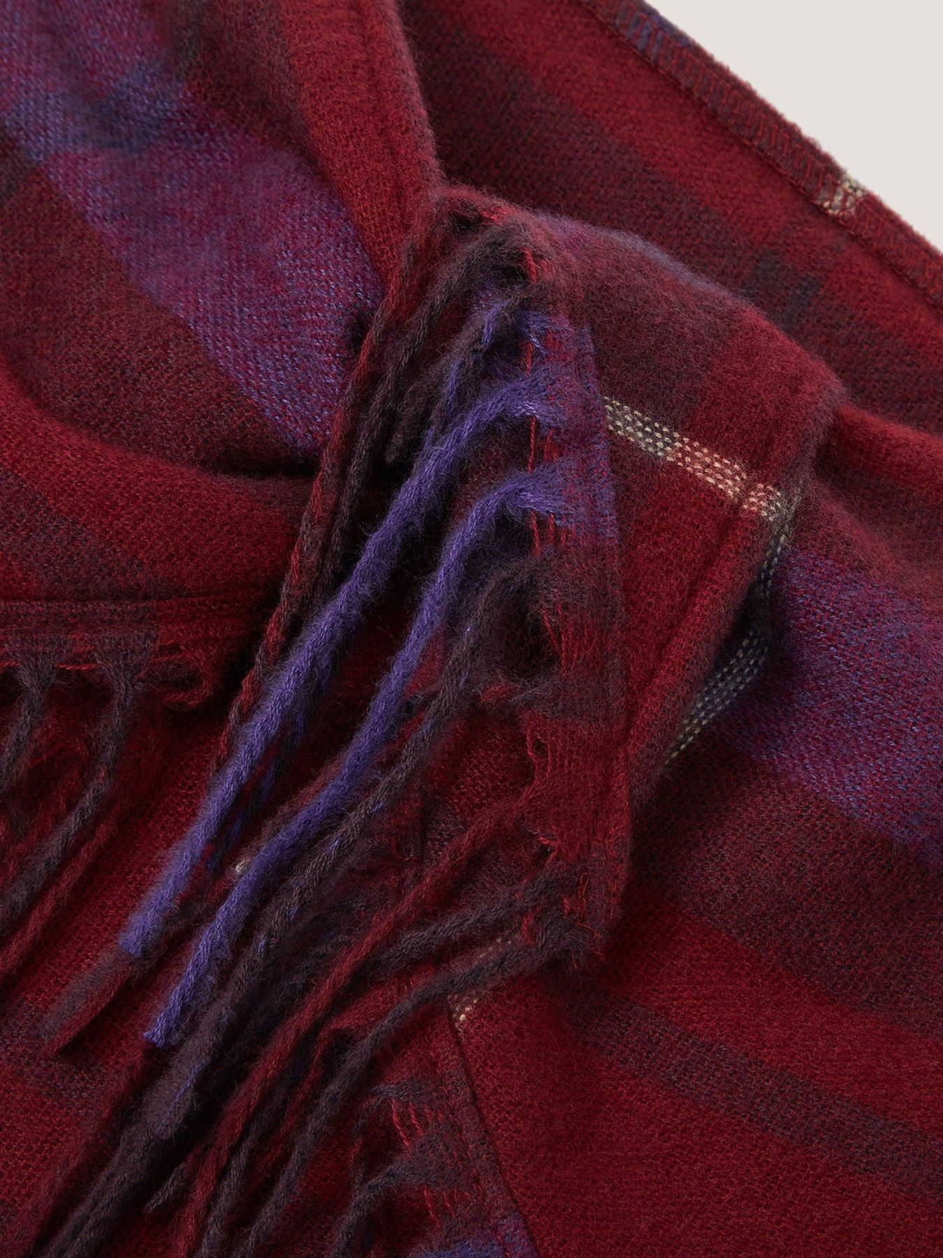 Image 2 of 2 of Monsoon Beatrice Check Knit Triangle Scarf - Red