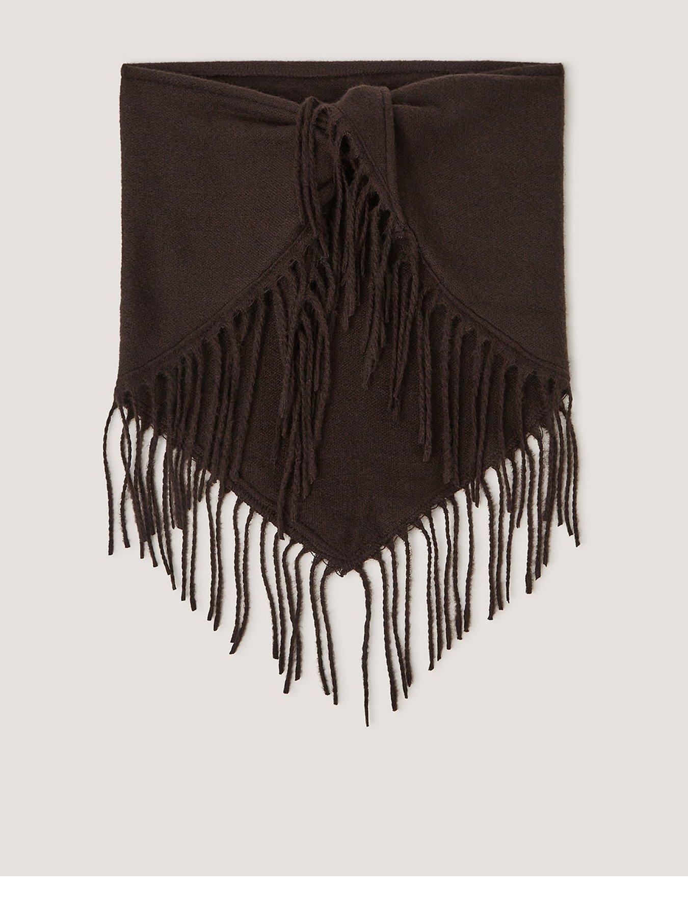 Image 1 of 2 of Monsoon Beatrice Knit Triangle Scarf - Brown