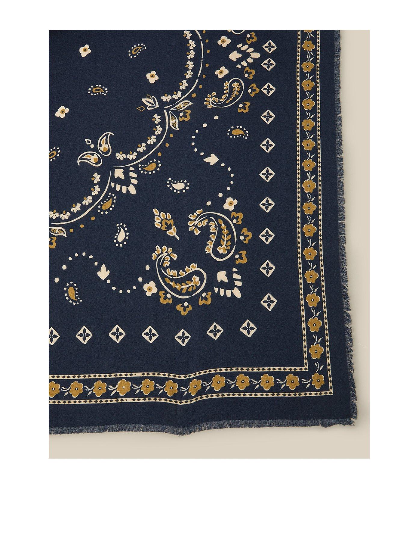 Image 1 of 2 of Monsoon Jamelia Large Floral Scarf - Blue