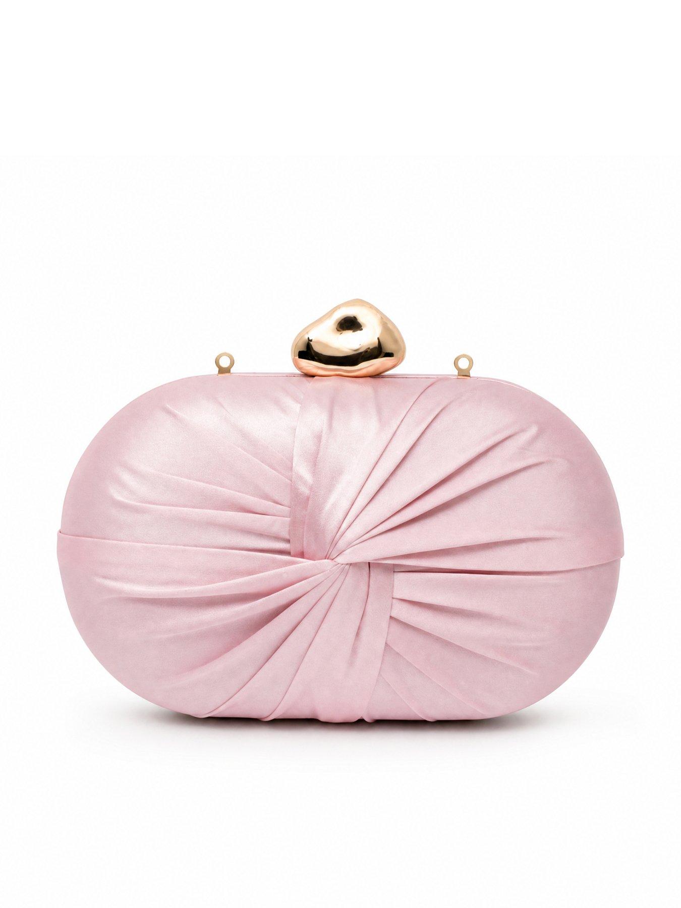 Image 3 of 5 of Glamorous Satin Clutch Bag with Chain Shoulder Strap - Pink