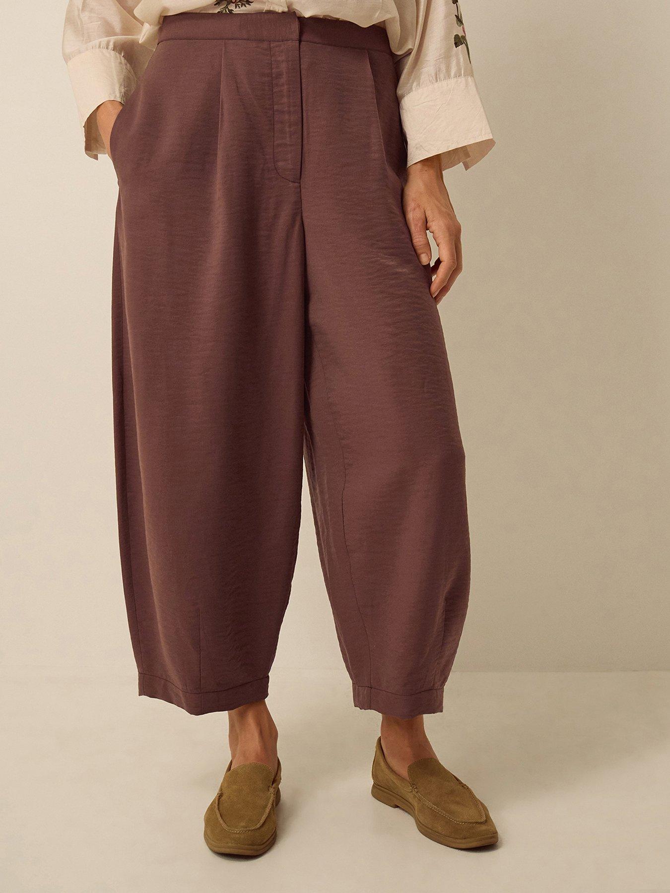Image 1 of 4 of Monsoon Raina Barrel Trousers - Brown