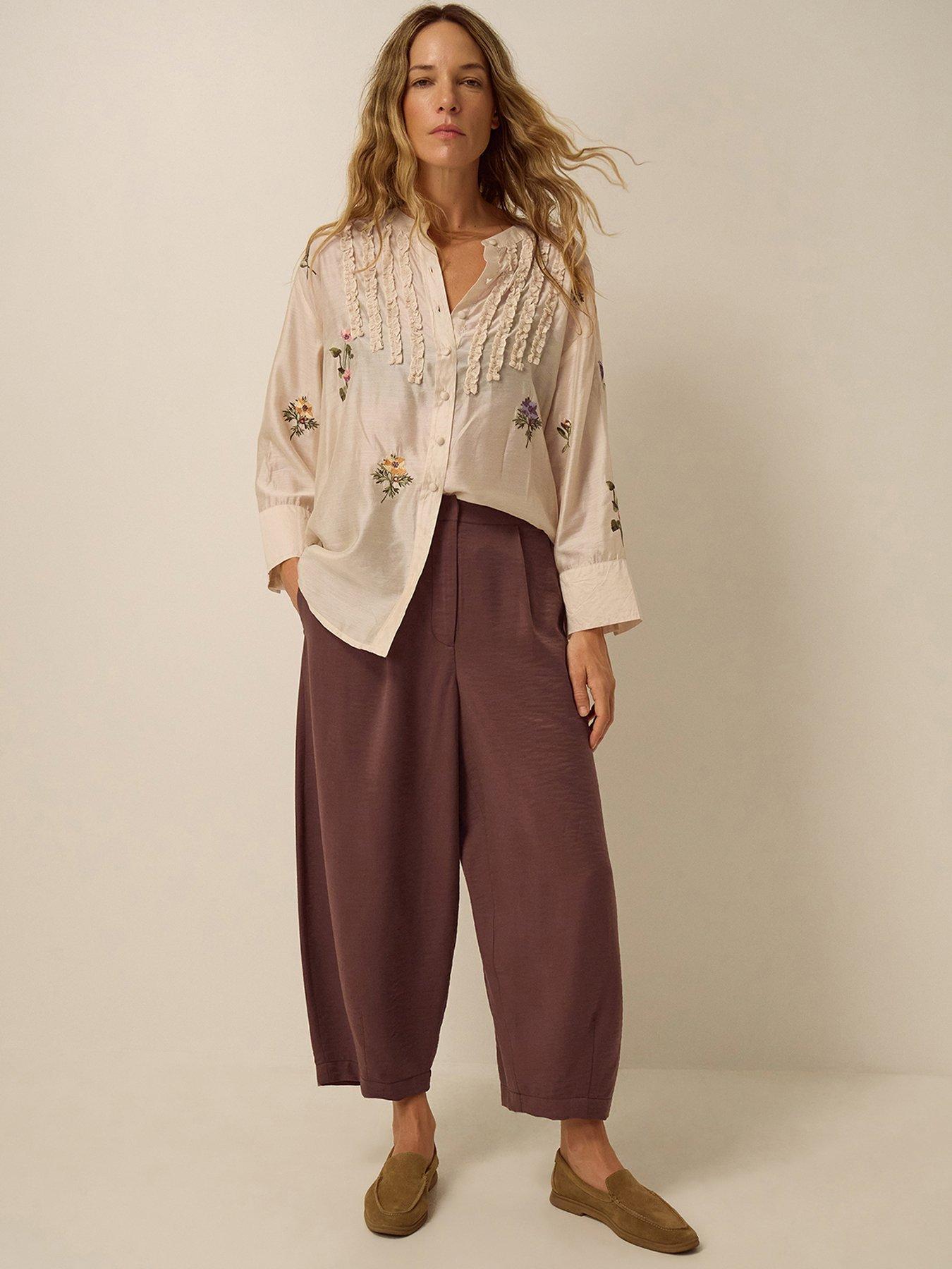 Image 3 of 4 of Monsoon Raina Barrel Trousers - Brown