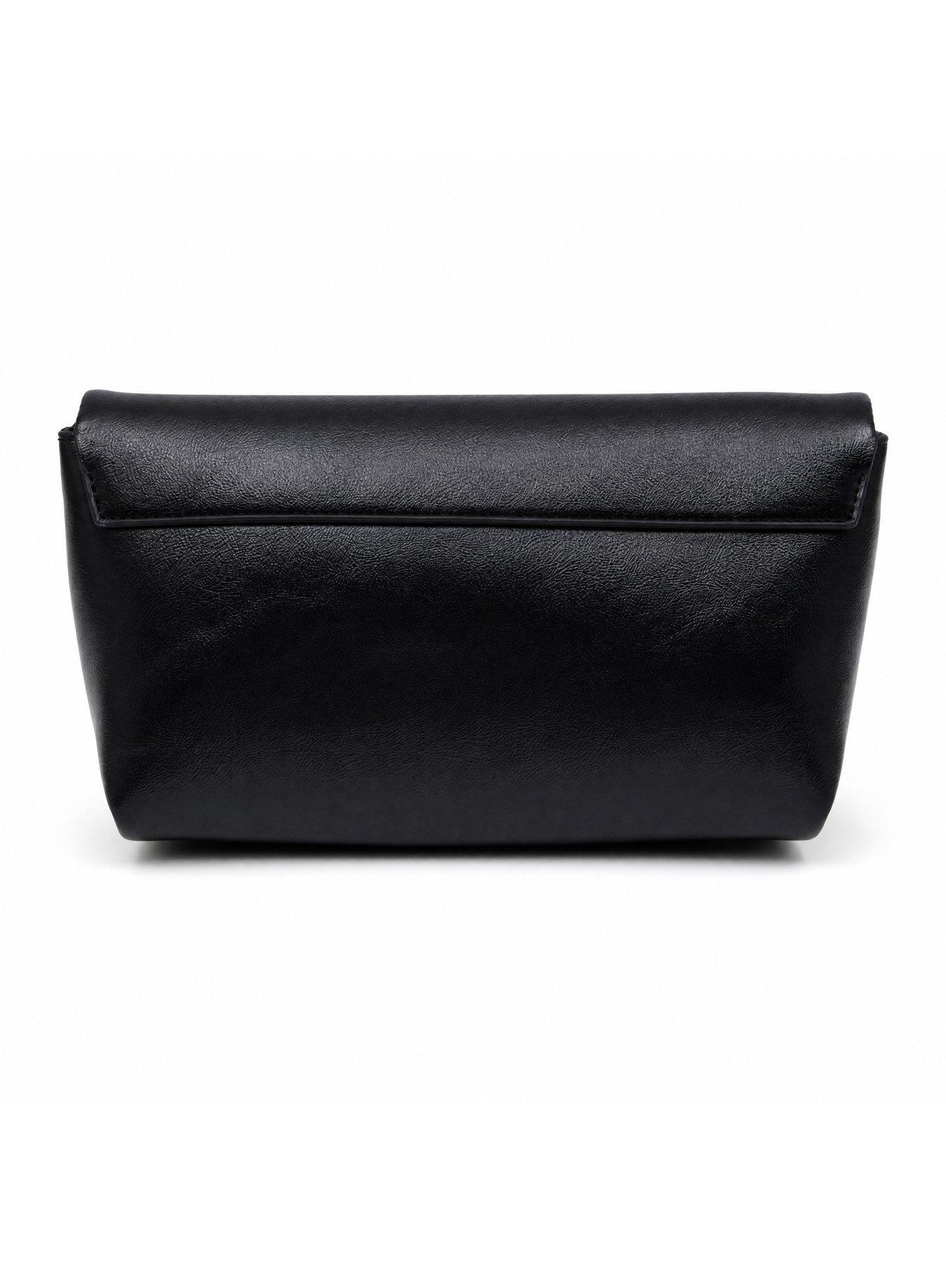 Image 3 of 4 of Glamorous Fold Over Clutch Bag with Statement Hardware - Black
