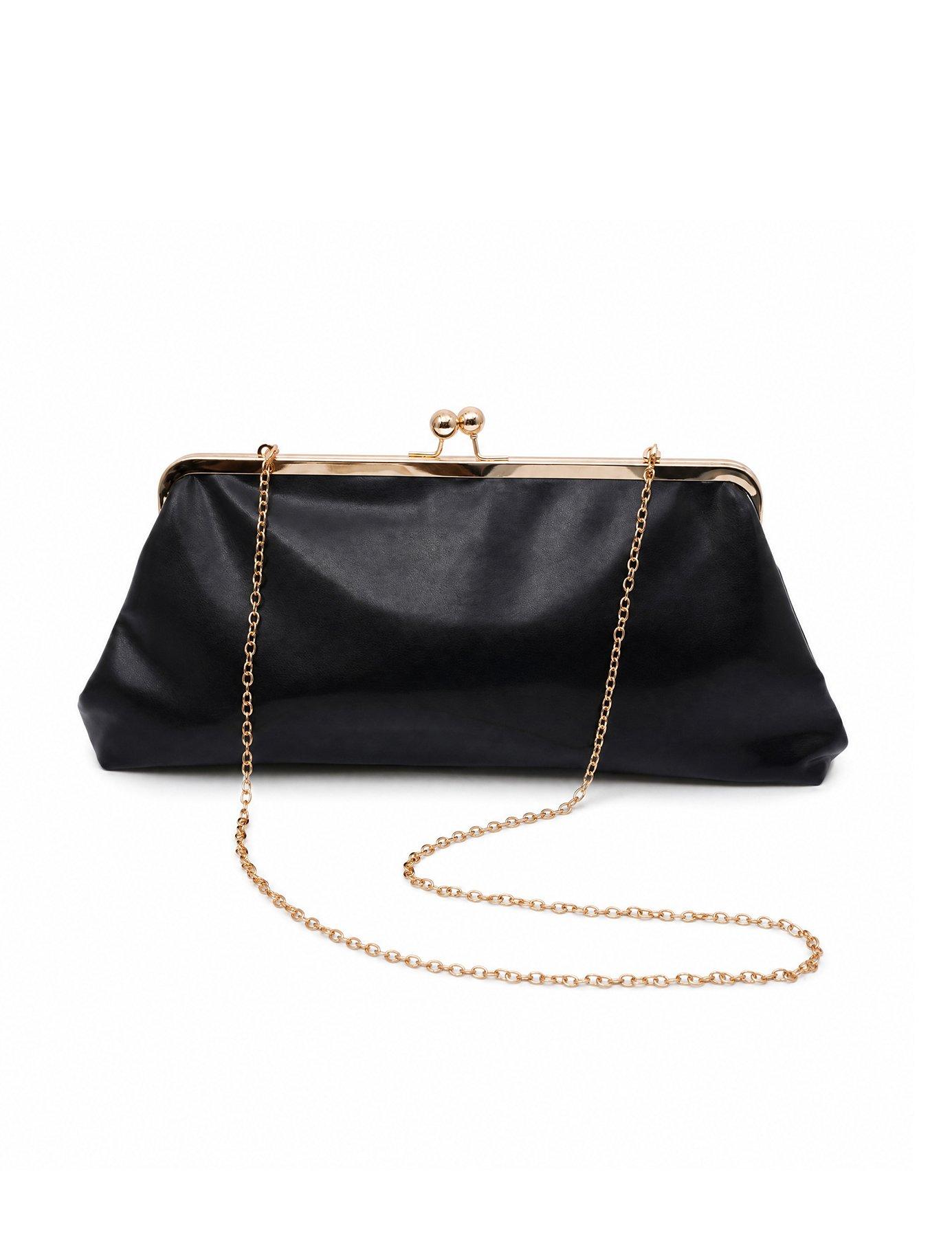 Image 1 of 5 of Glamorous Large Frame Clutch Bag - Black