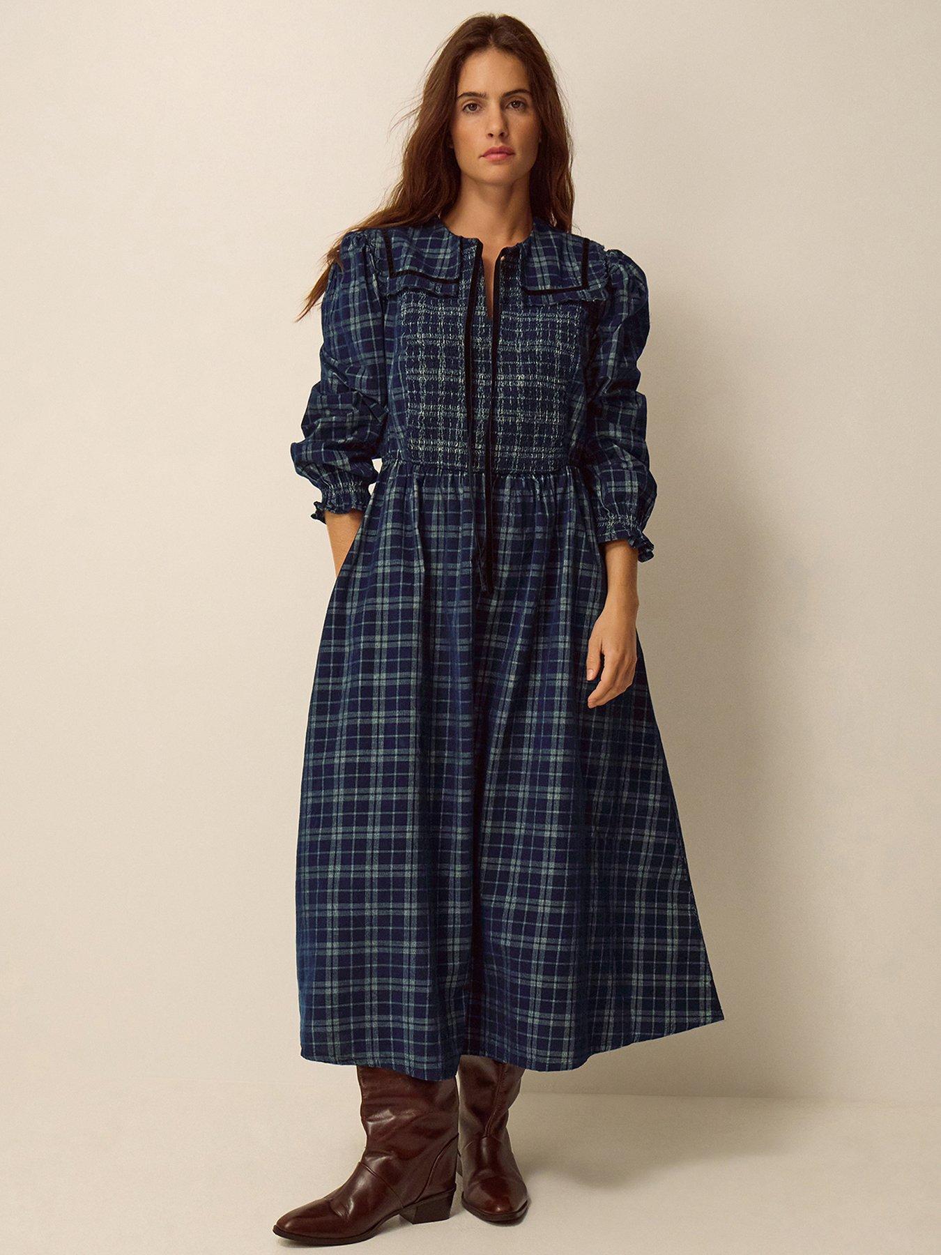 Monsoon Ruth Cord Dress - Blue