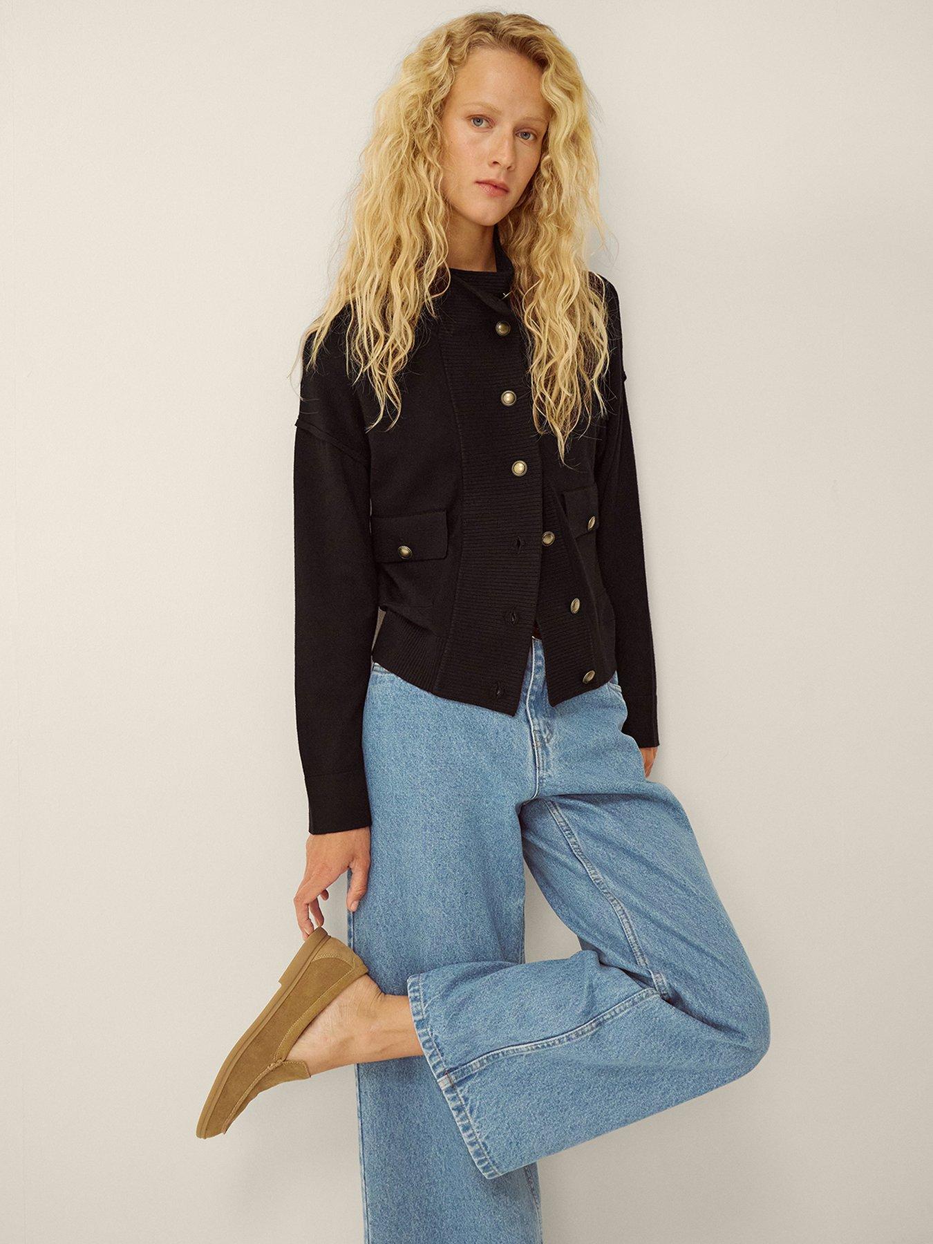 Image 2 of 5 of Monsoon Naya High Neck Knitted Jacket - Black