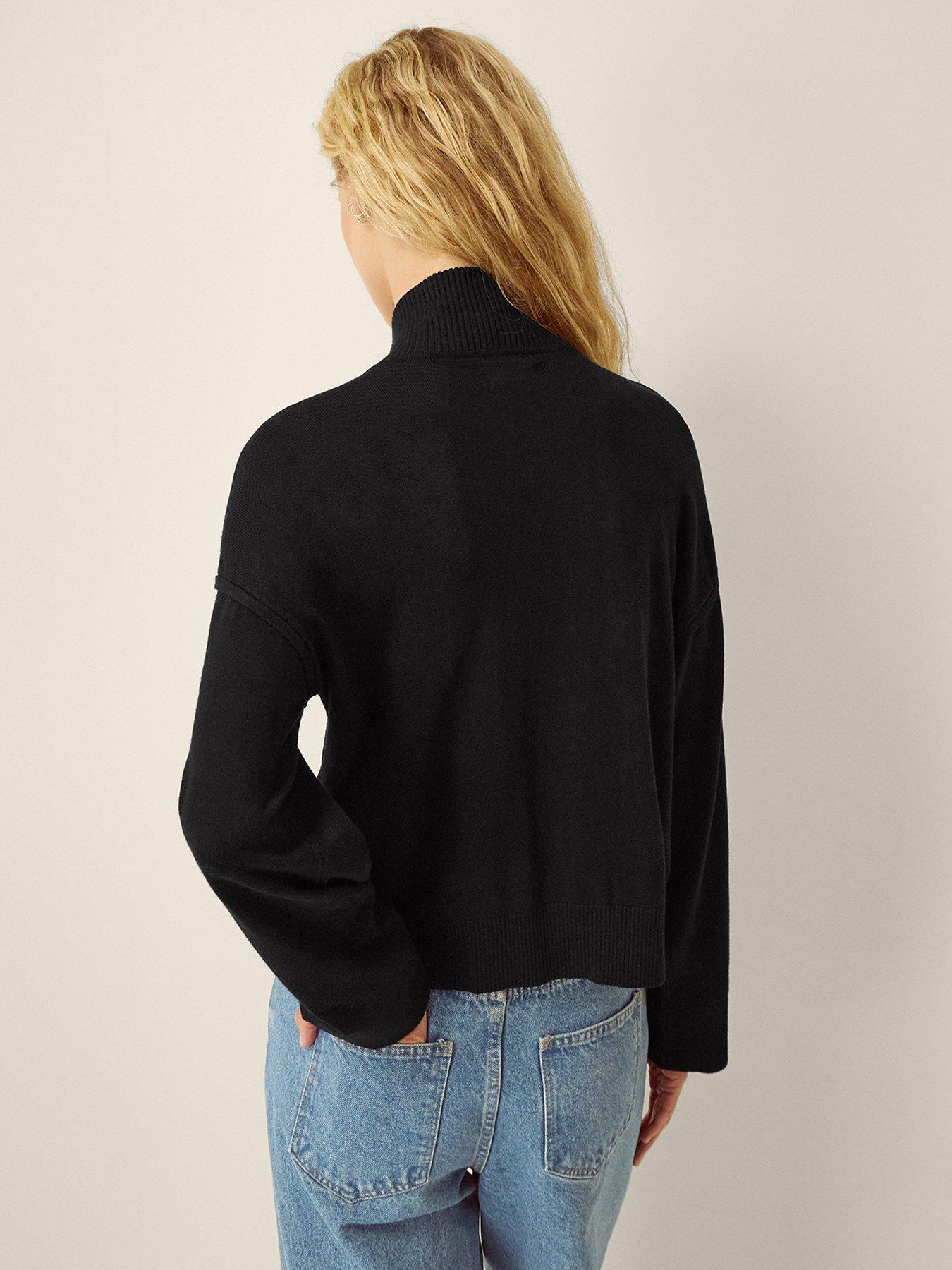Image 3 of 5 of Monsoon Naya High Neck Knitted Jacket - Black