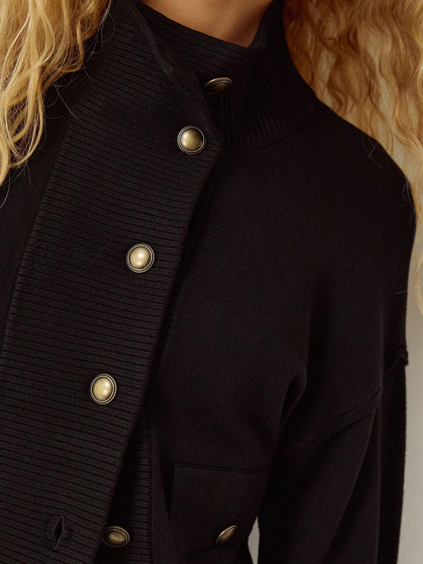 Image 4 of 5 of Monsoon Naya High Neck Knitted Jacket - Black