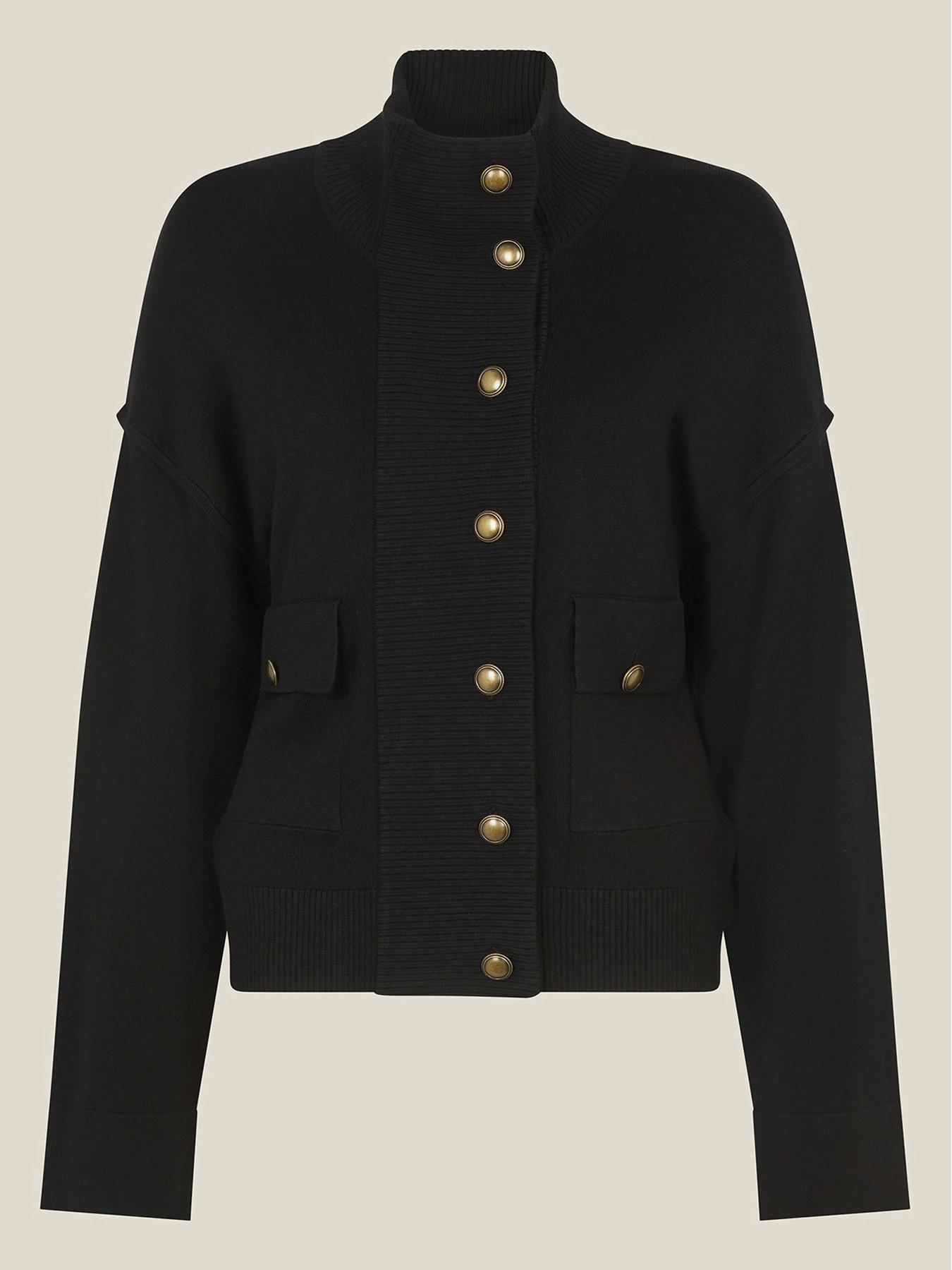 Image 5 of 5 of Monsoon Naya High Neck Knitted Jacket - Black