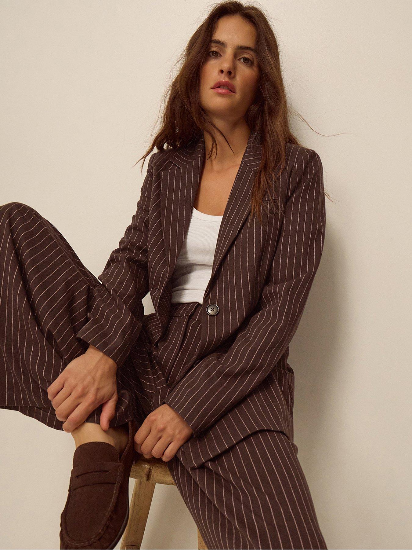 Monsoon Jen Pinstripe Blazer - Brown