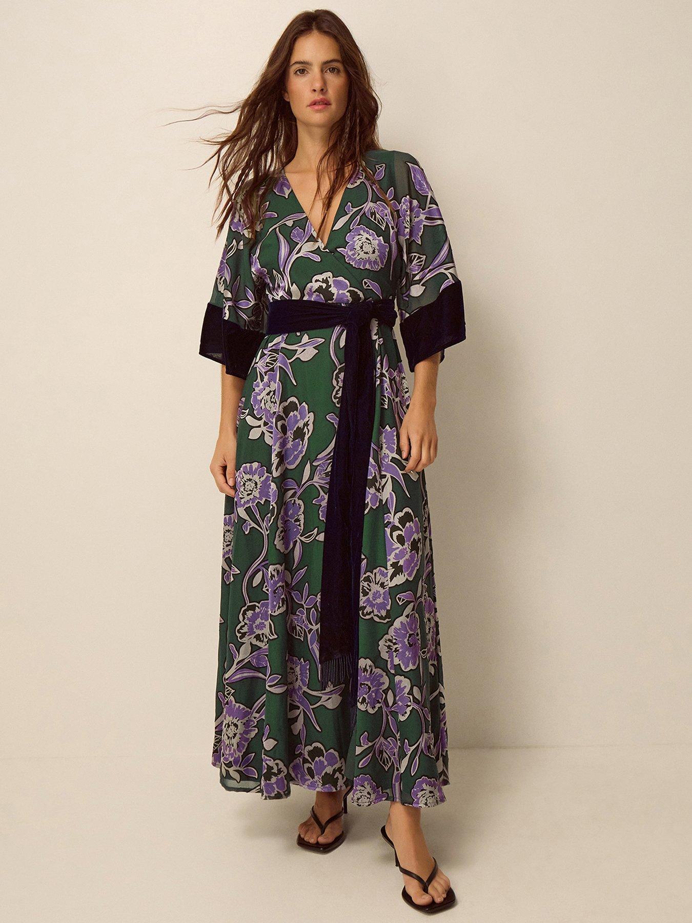 Monsoon Willow Floral Print Midi Dress - Green