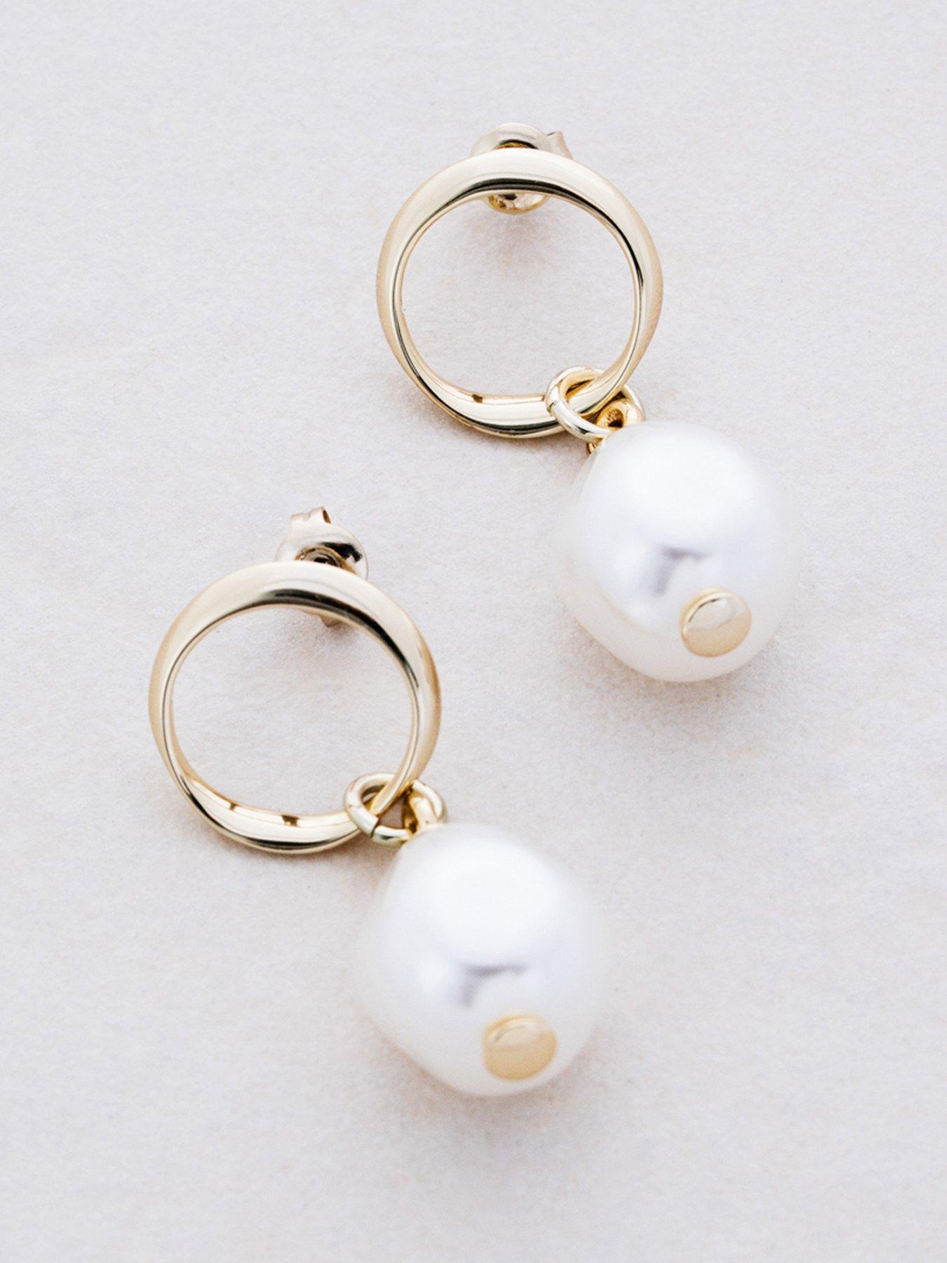 Karen Millen Modern Pearl Drop Earrings