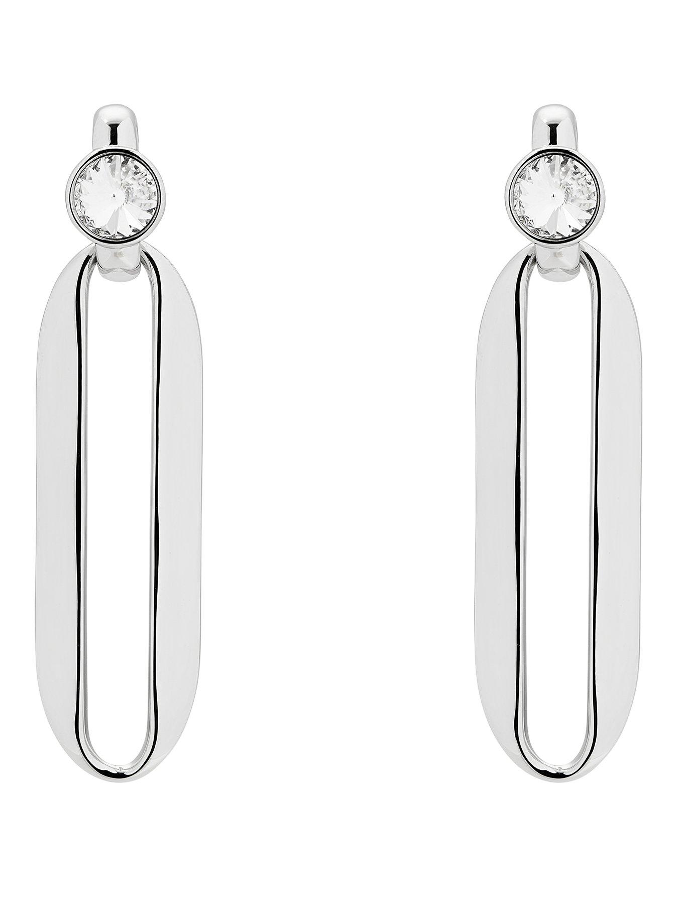 Karen Millen Crystal Ellipse Drop Earrings