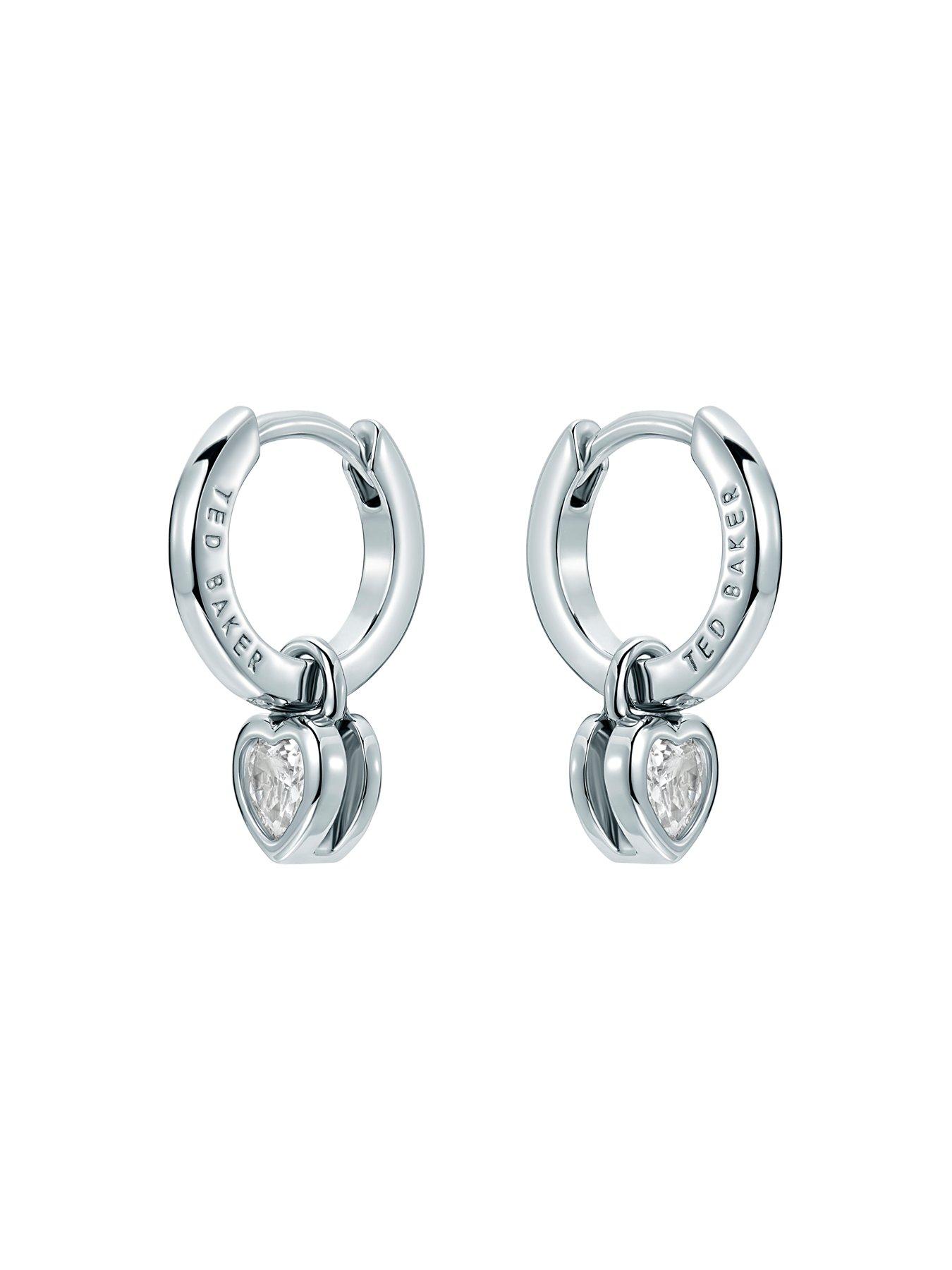 Image 2 of 6 of Ted Baker HARPER: Mini Crystal Heart Huggie Earrings