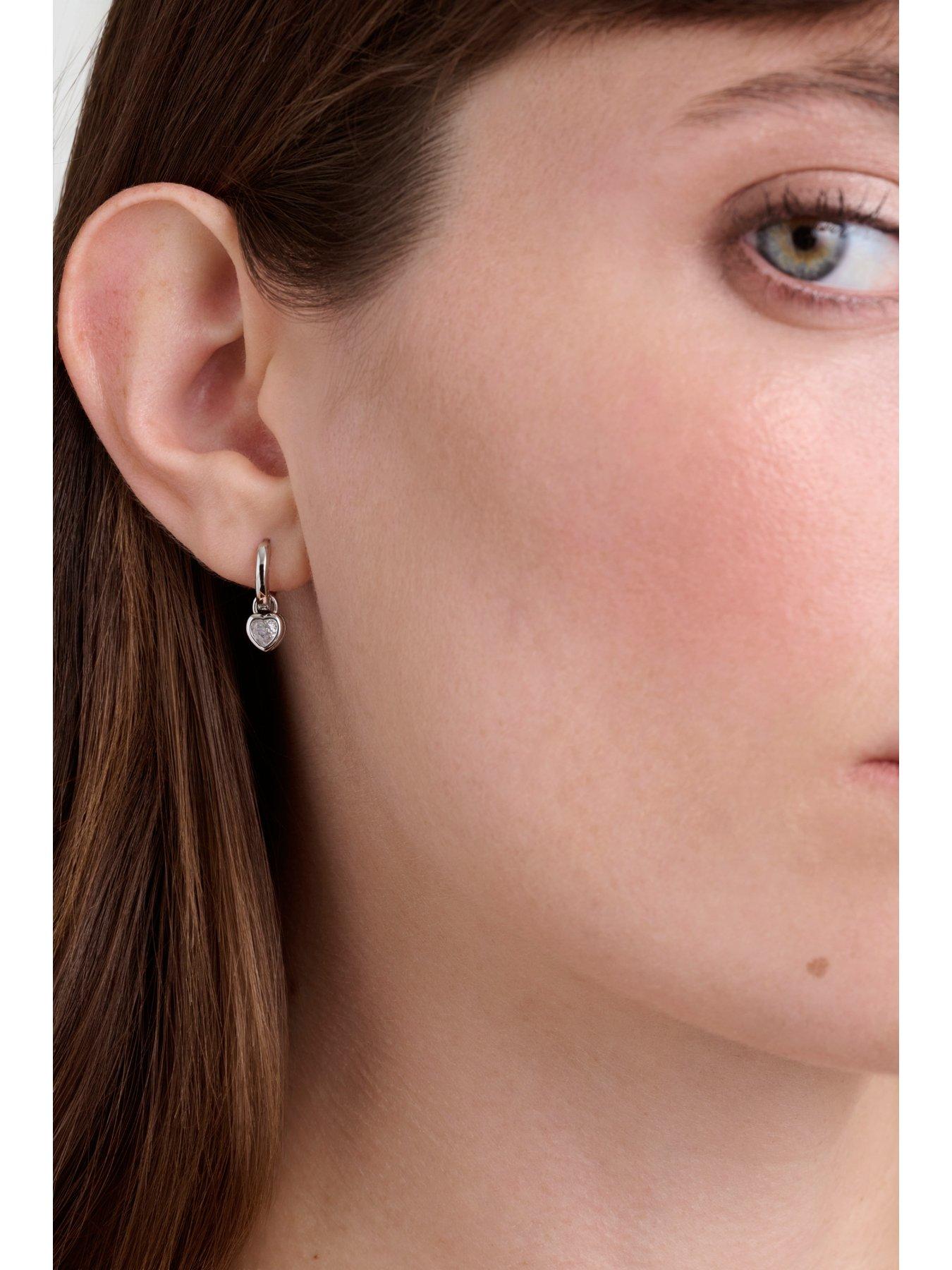 Image 3 of 6 of Ted Baker HARPER: Mini Crystal Heart Huggie Earrings