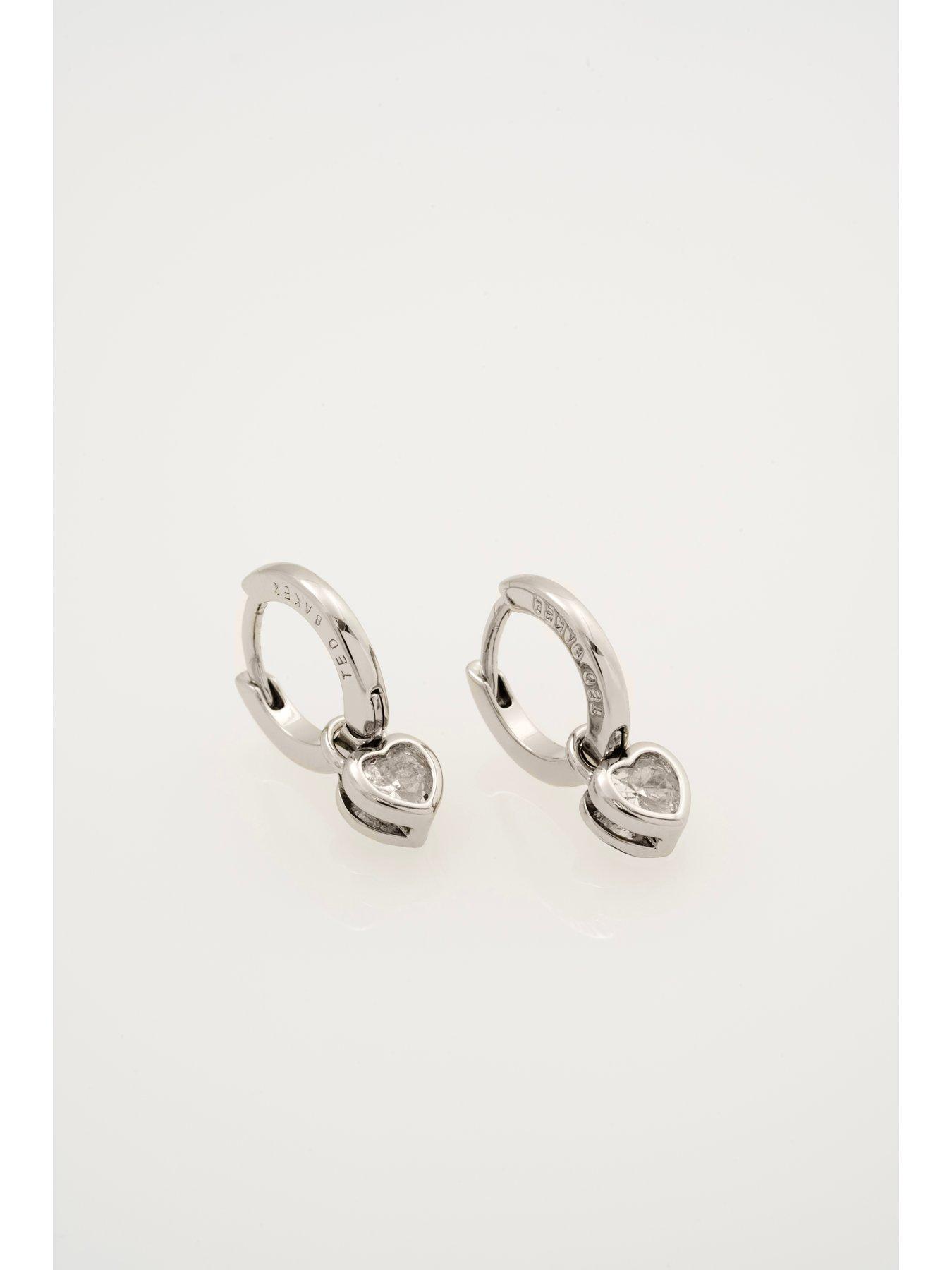 Image 5 of 6 of Ted Baker HARPER: Mini Crystal Heart Huggie Earrings