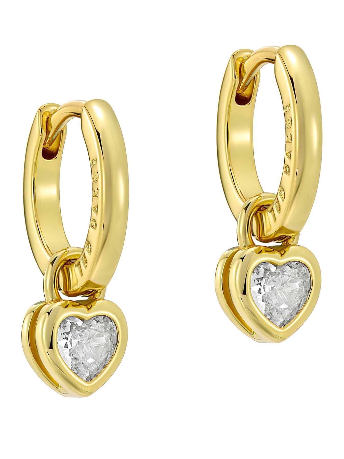 Image 1 of 5 of Ted Baker HARPER: Mini Crystal Heart Huggie Earrings