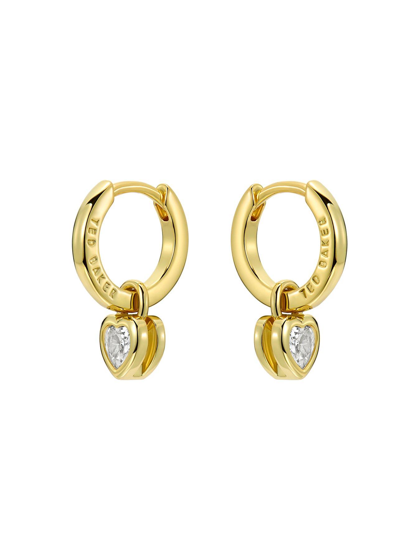 Image 2 of 5 of Ted Baker HARPER: Mini Crystal Heart Huggie Earrings