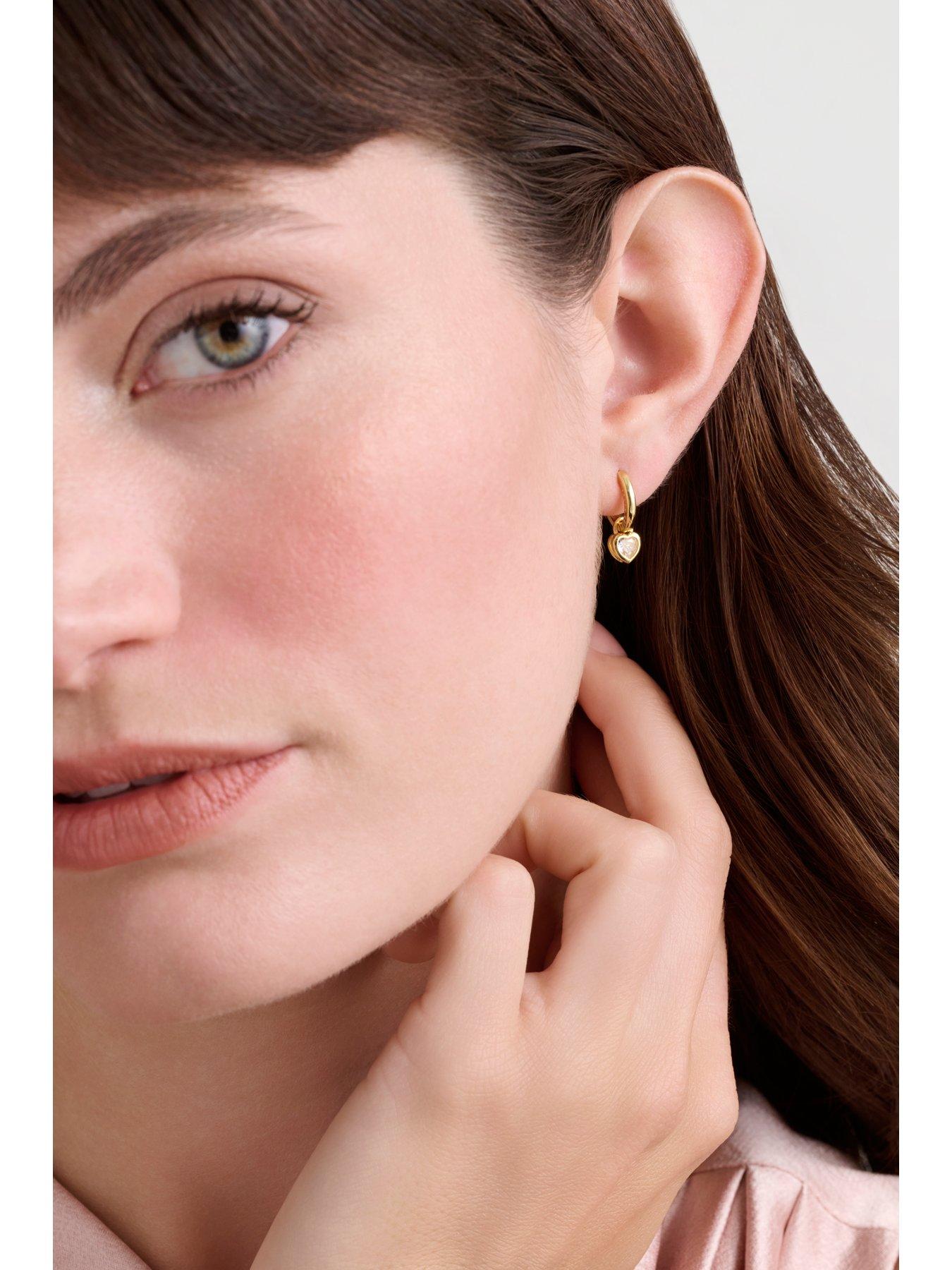 Image 3 of 5 of Ted Baker HARPER: Mini Crystal Heart Huggie Earrings