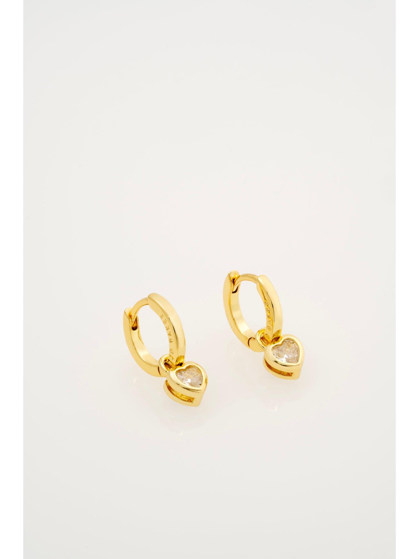 Image 4 of 5 of Ted Baker HARPER: Mini Crystal Heart Huggie Earrings