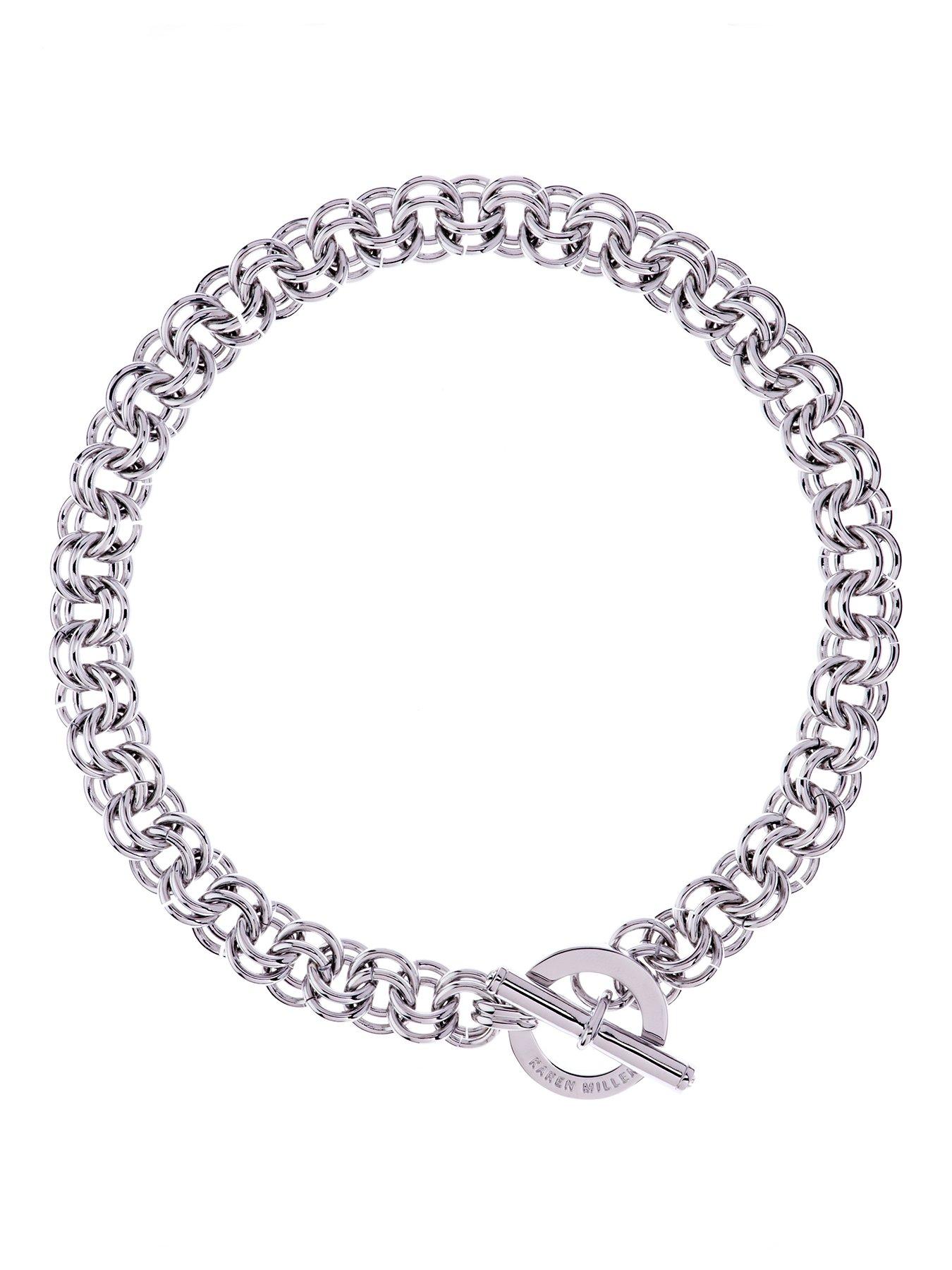 Karen Millen Crystal Bar & Hoop Chain Necklace