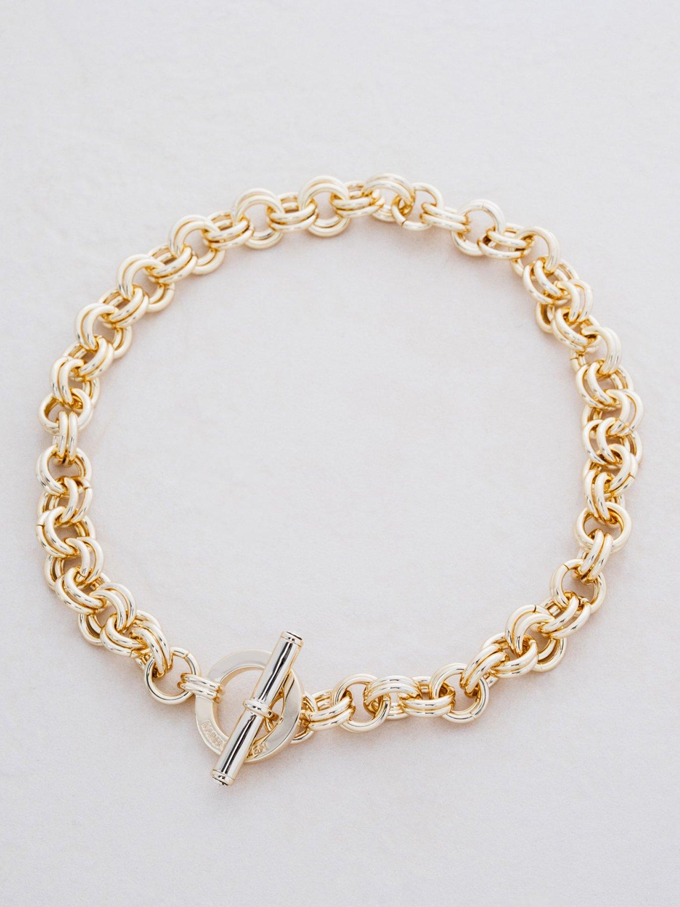 Karen Millen Crystal Bar & Hoop Chain Necklace