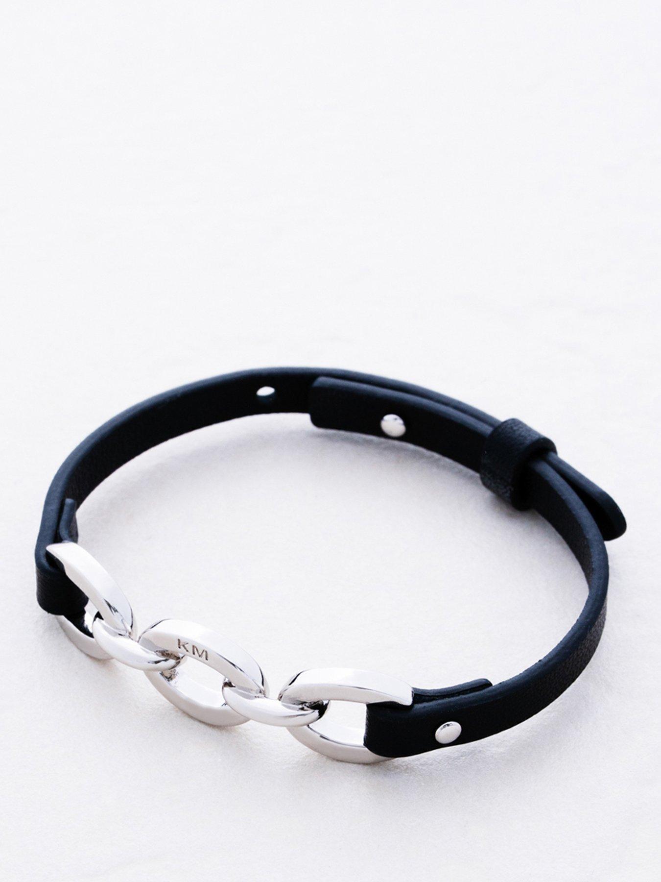 Karen Millen Chain Link Leather Bracelet