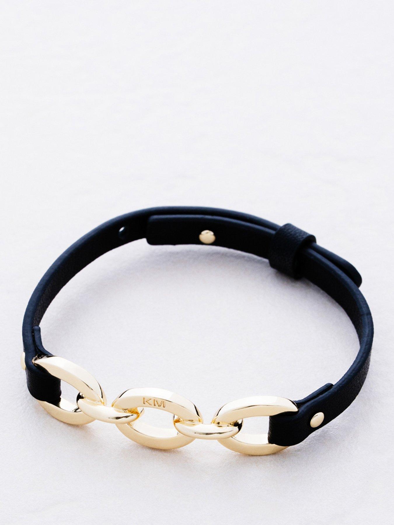 Karen Millen Chain Link Leather Bracelet