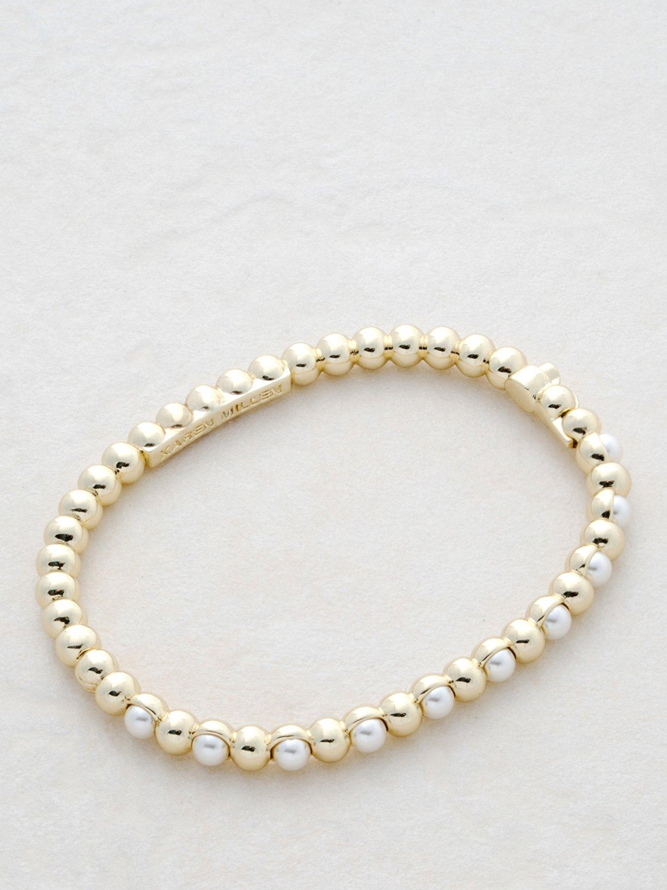 Karen Millen Logo Pearl Hinged Bangle