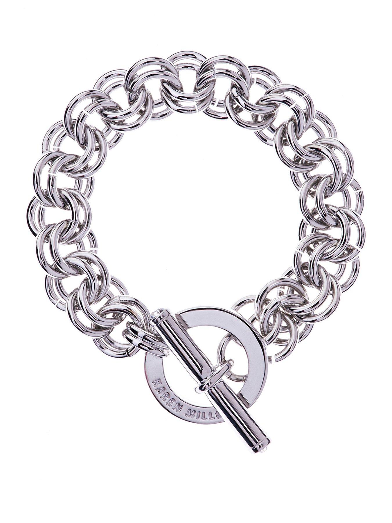Karen Millen Crystal Bar & Hoop Chain Bracelet