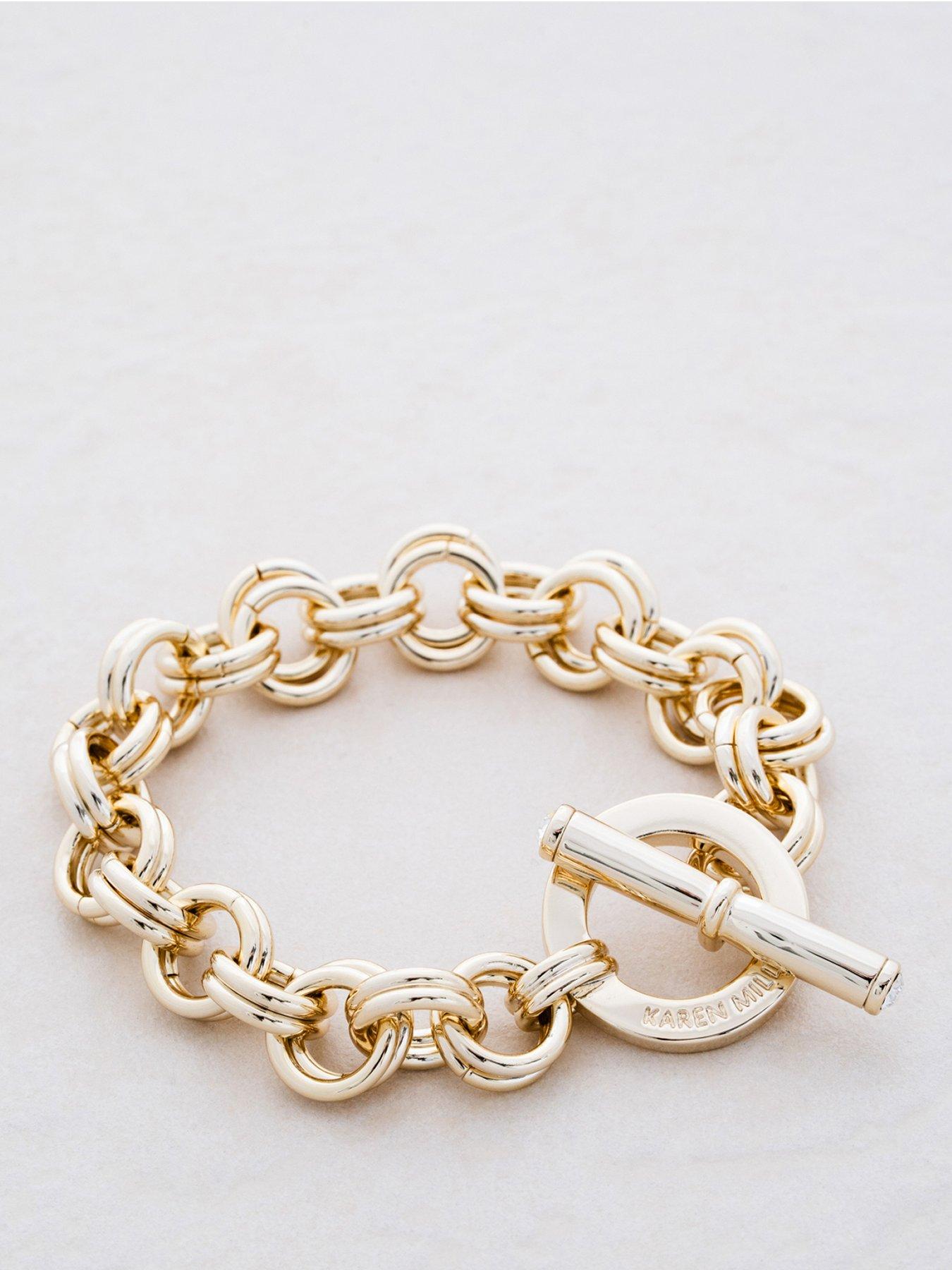 Karen Millen Crystal Bar & Hoop Chain Bracelet