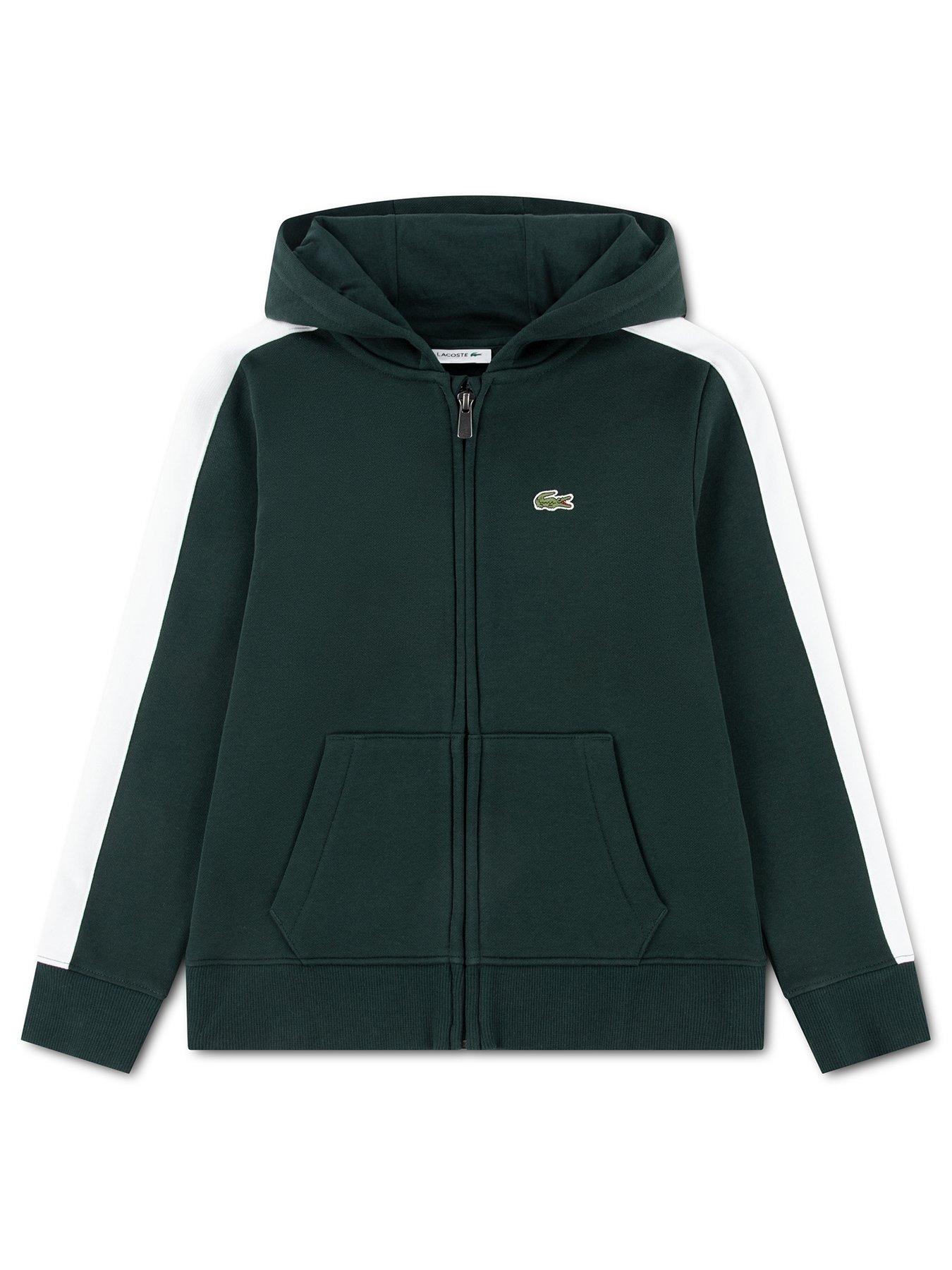 Lacoste Boys Colourblock Full Zip Hoodie - Dark Green