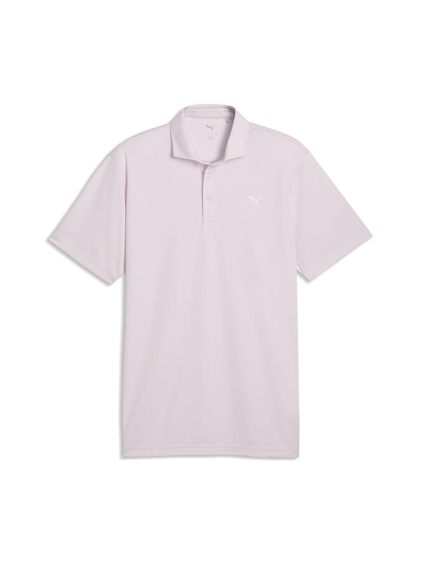 Image 1 of 2 of Puma Mens Golf Pure 3.0 Regular Fit 4-Way Stretch Quick-Dry Polo Shirt - Pink