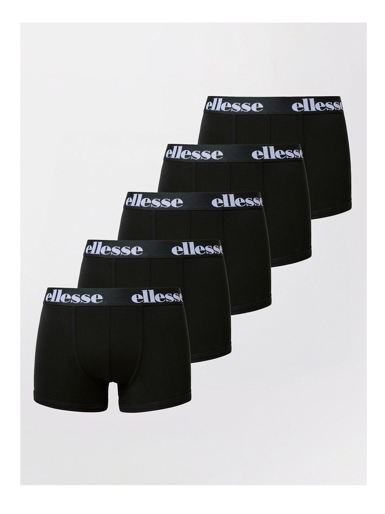 Image 1 of 5 of Ellesse Men's 5 Pack Cotton Rich Trunks Boxer Shorts Set - Black