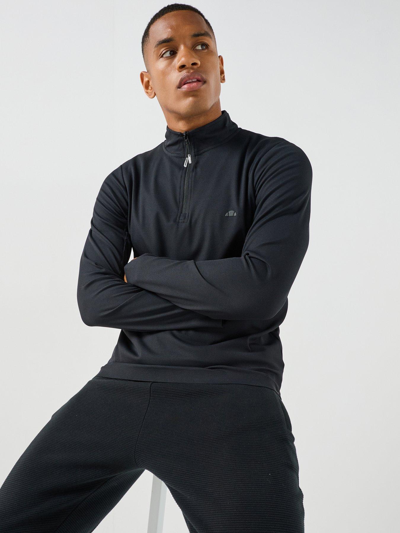 Image 1 of 5 of Ellesse Men's Edmond 1/4 Zip Textured Sports Top - Black
